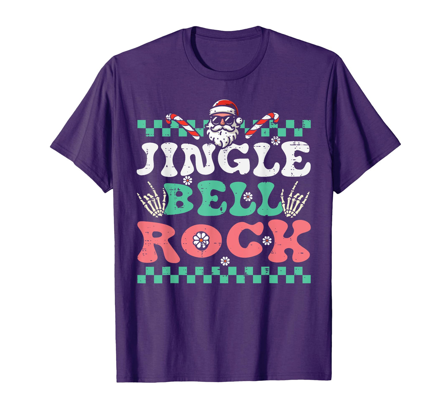 Christmas Jingle Bell Rock Retro Xmas Groovy Men Women Kids T-Shirt