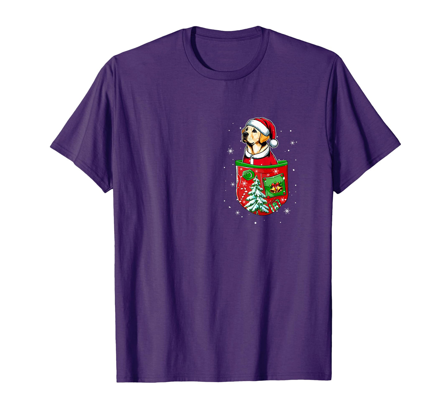Santa Labrador Retriever in Pocket Owner Xmas Tree Bells T-Shirt