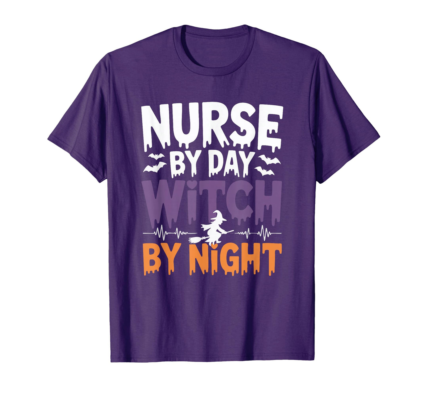 Nurse by Day Witch by Night Funny Halloween Nurse Witch T-Shirt