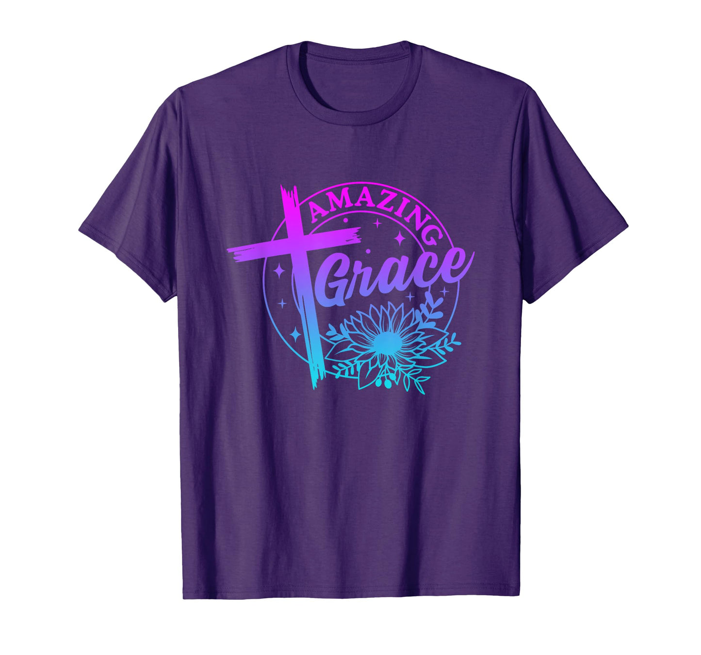 Amazing Grace Christian Cross Sunflower Funny Chrisitan pray T-Shirt