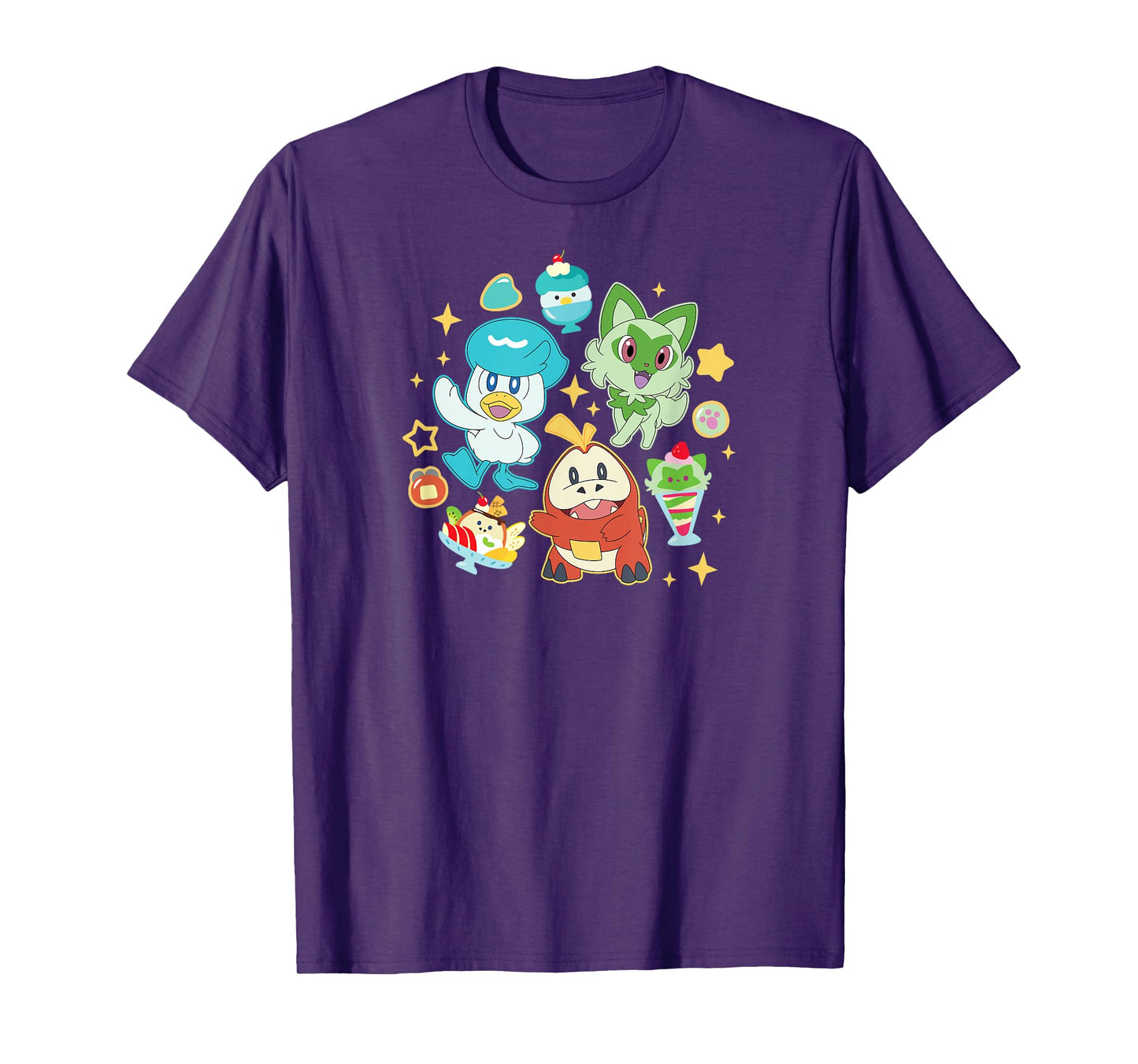 Pokémon - Quaxly Sprigatito Fuecoco Starters Cafe Desserts T-Shirt