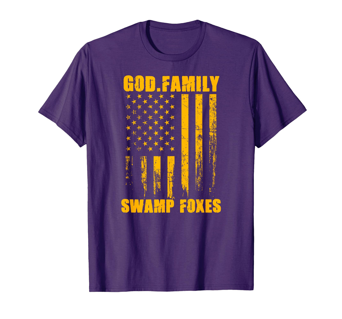 Marion Swamp Foxes God. Family. Vintage USA Flag T-Shirt