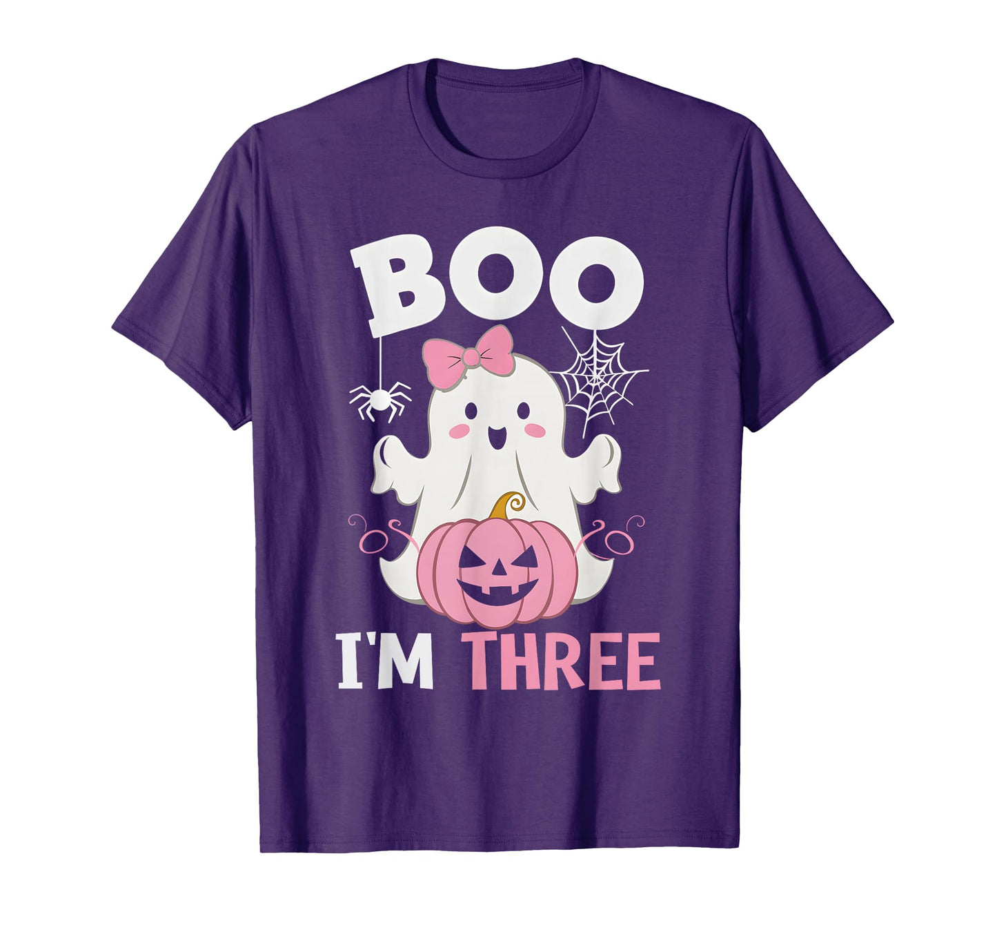 Ghost Boo I'm Three Year 3rd Birthday Girls Halloween Groovy T-Shirt