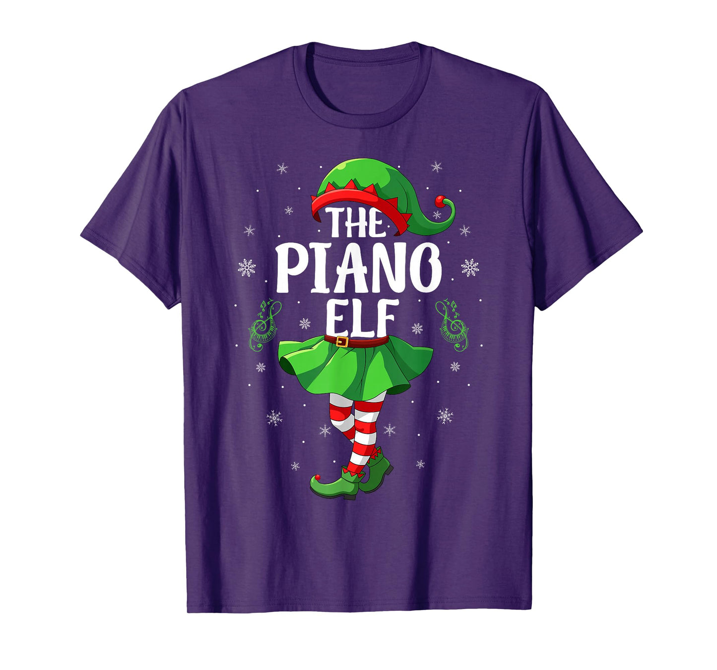 Piano Elf Christmas Girls Women Elf Squad Xmas Family T-Shirt