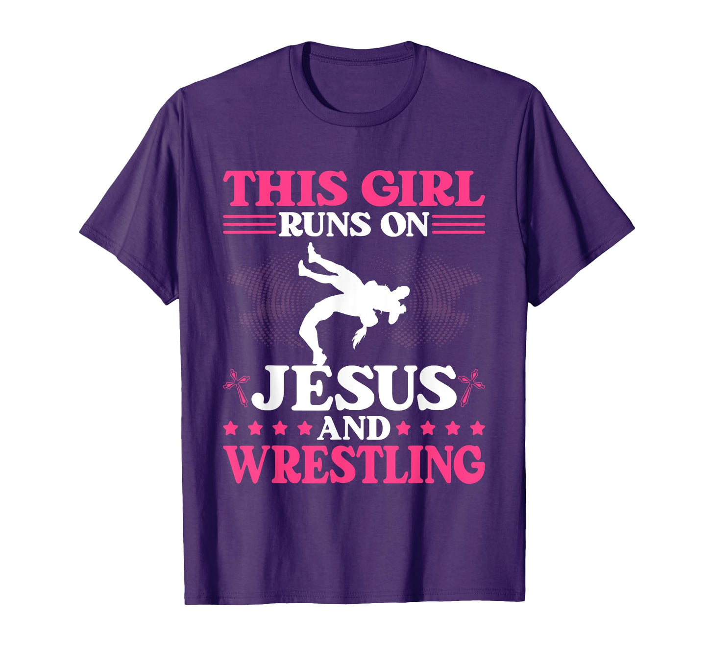 This Girl Runs On Jesus And Wrestling T-Shirt