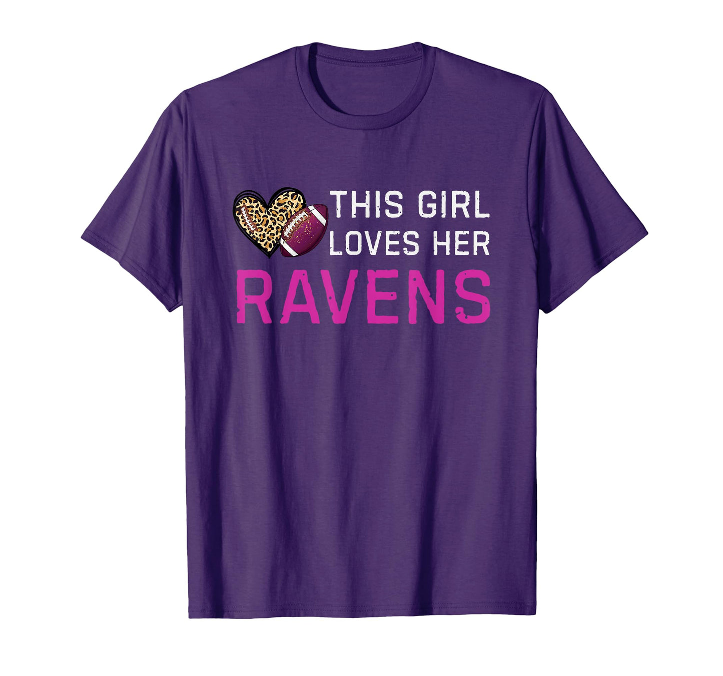 This Girl Loves Her Ravens Vintage Leopard Style T-Shirt