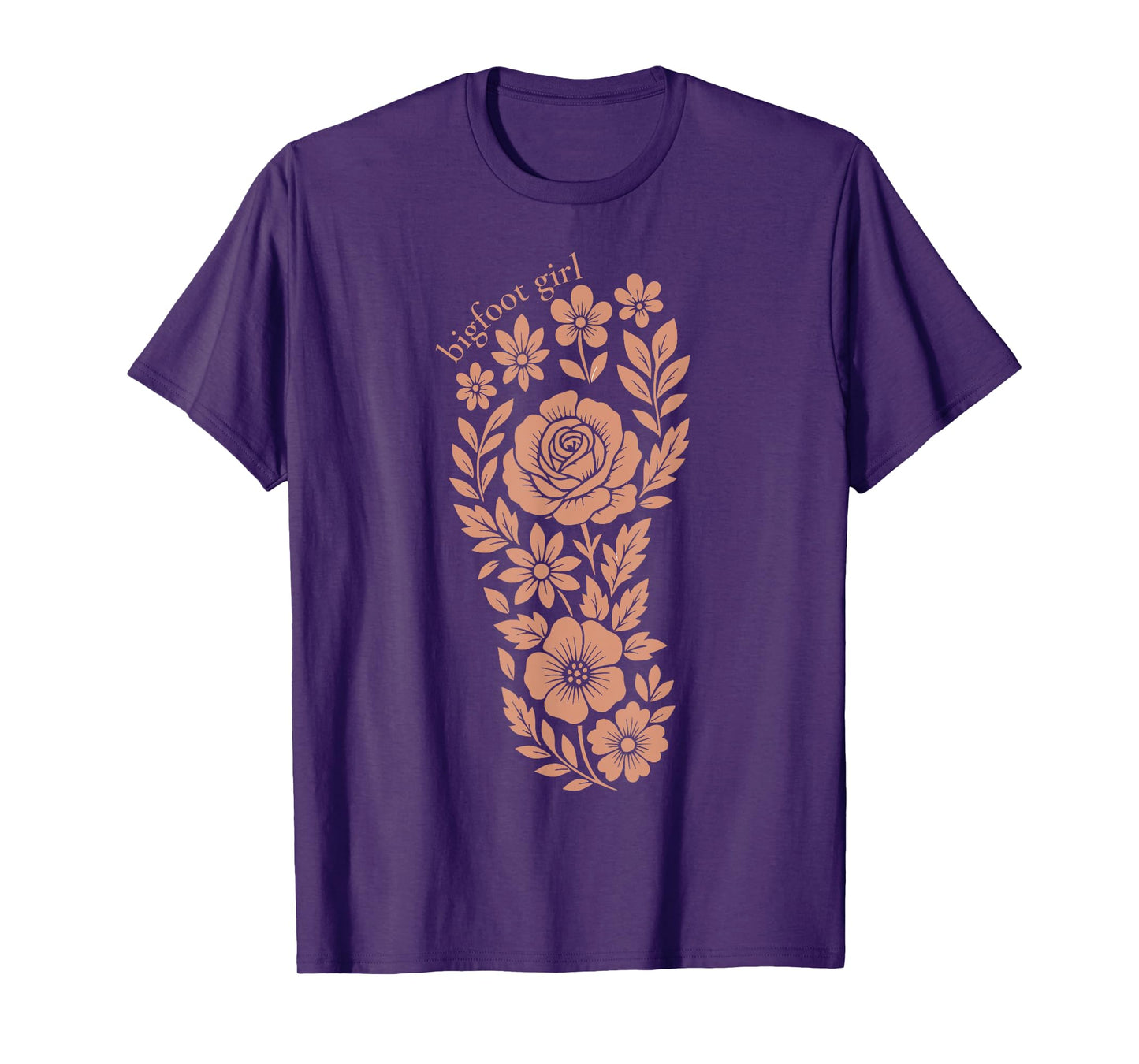 Unique Bigfoot Girl Floral Sasquatch Footprint Flower Women T-Shirt