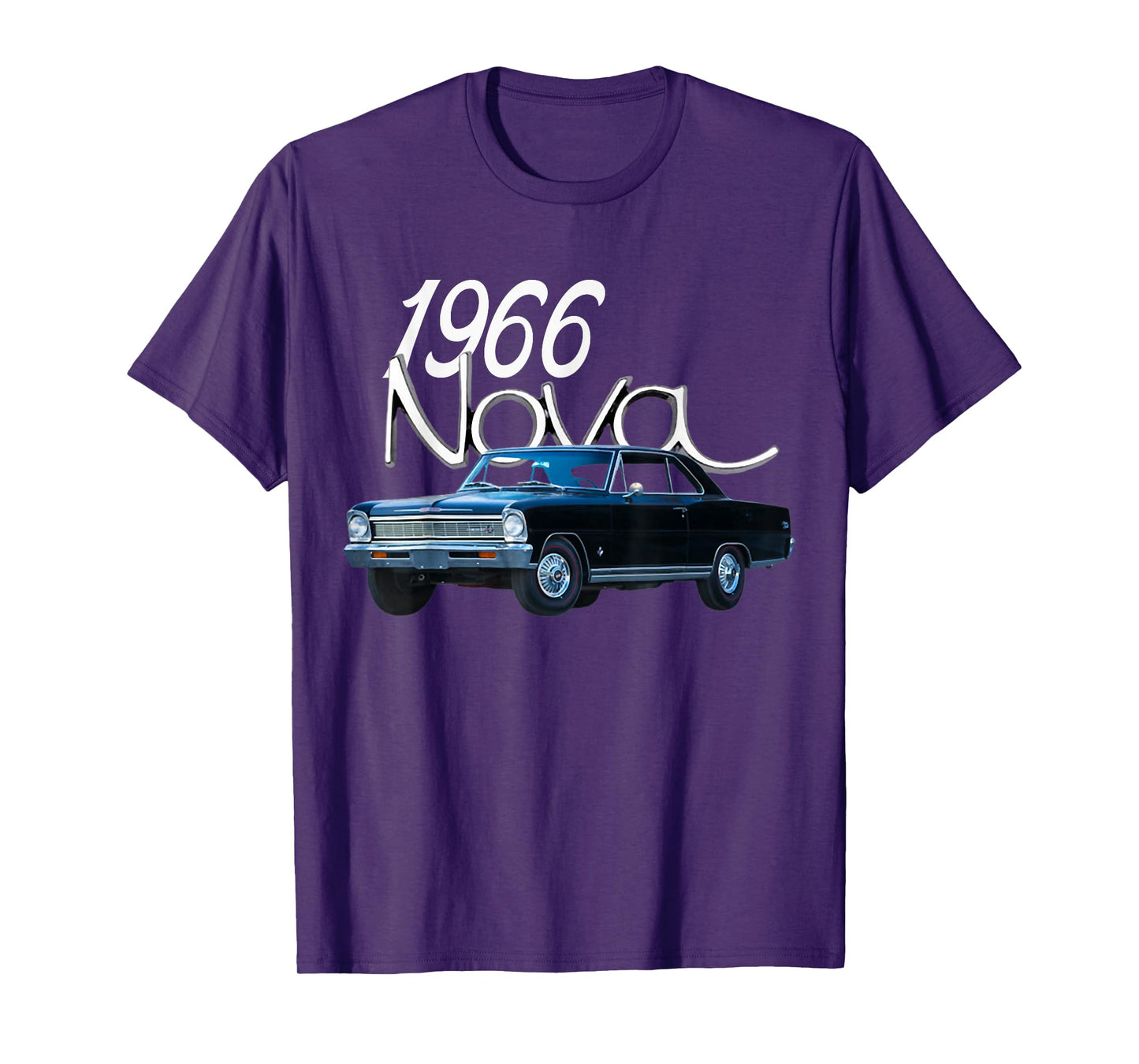 1966 66 Chevys Nova Classic Car Old School Muscle Blue Car T-Shirt