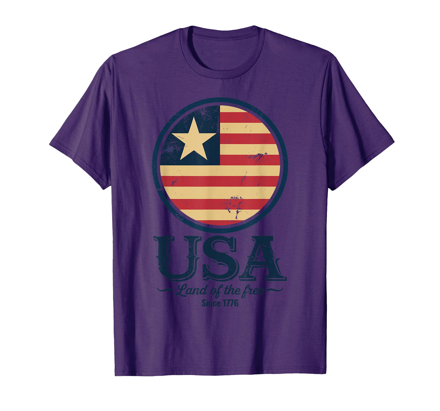 Vintage USA Patriotic Flag Land of the Free Since 1776 T-Shirt