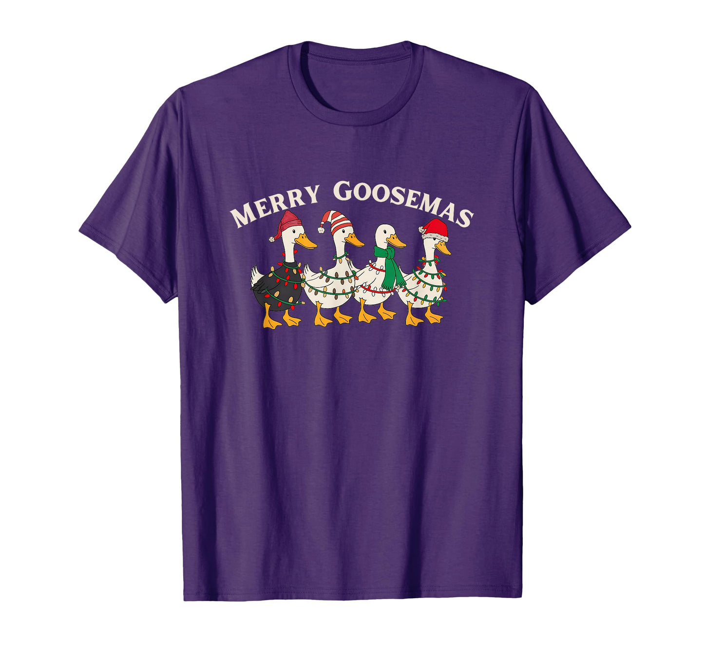 Cute Christmas Silly Goose Holiday Festive Santa Hat Geese T-Shirt