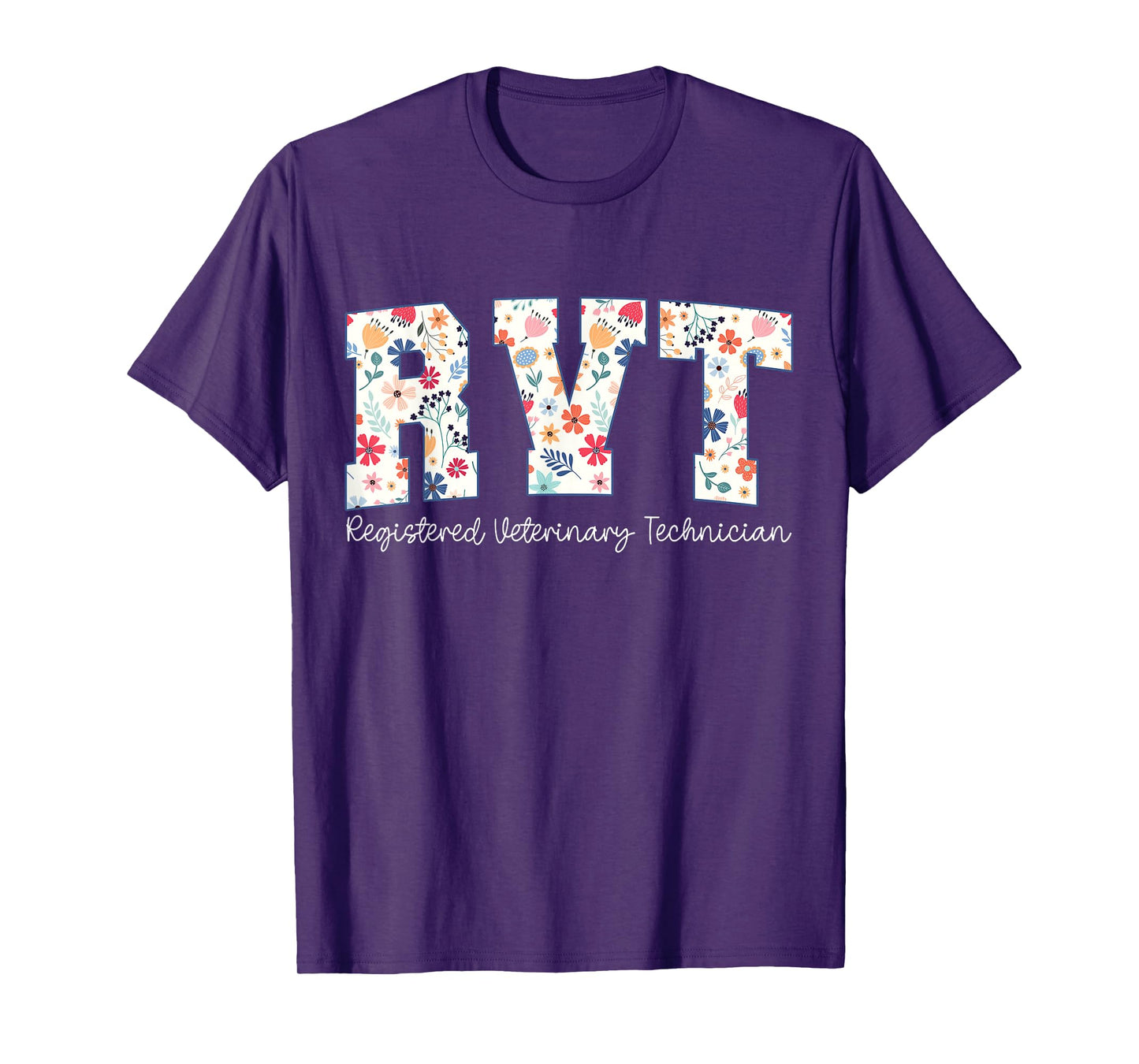 Floral Registered Veterinary Technician RVT Vet Tech T-Shirt