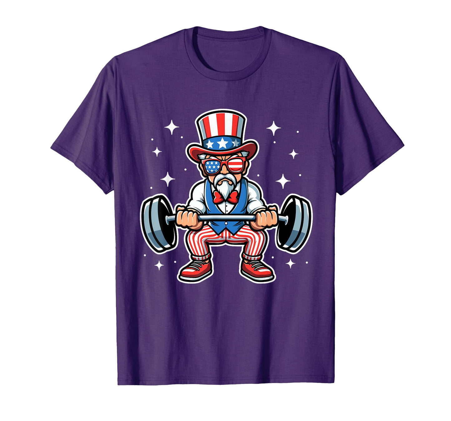Uncle Sam Weightlifting 4th of July American Flag Workout T-Shirt