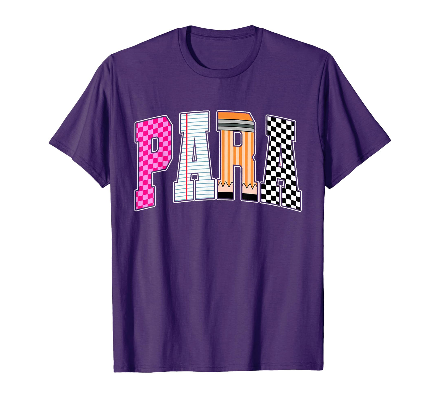 Retro Checkered Funny Para Back To School Occupation Teacher T-Shirt