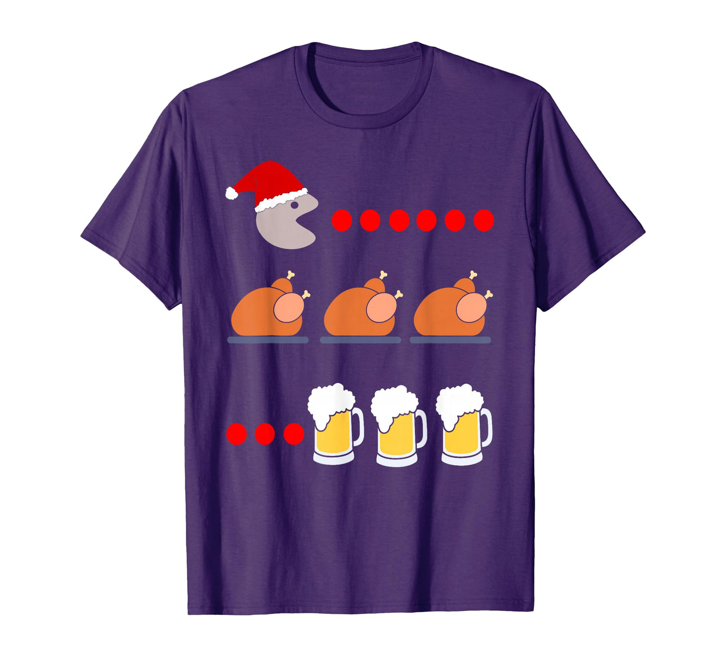 Santa Eats Turkey and Drinks Beer Holiday Gamer Meme T-Shirt