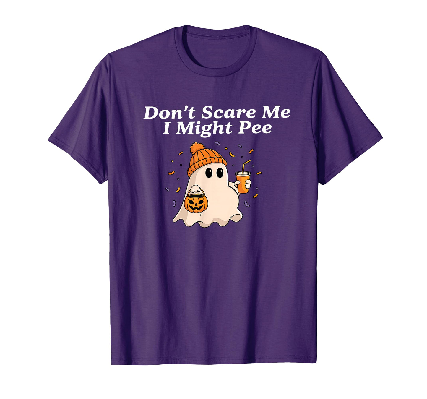 Don't Scare Me I Might Pee Funny Halloween Pregnant Ghost T-Shirt