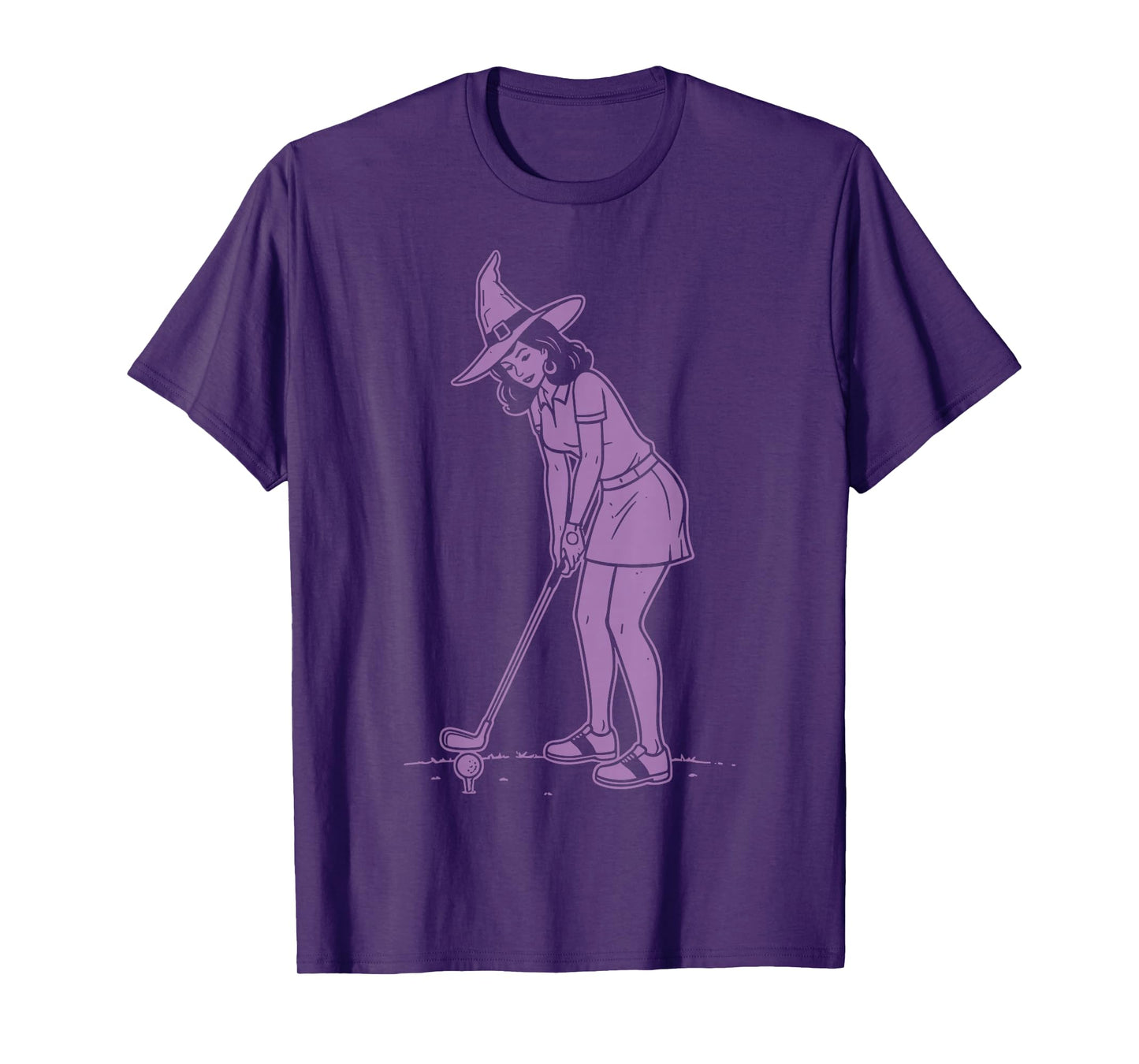 Cute Halloween Golf Golfing Pin-up Witch Golfer Woman T-Shirt