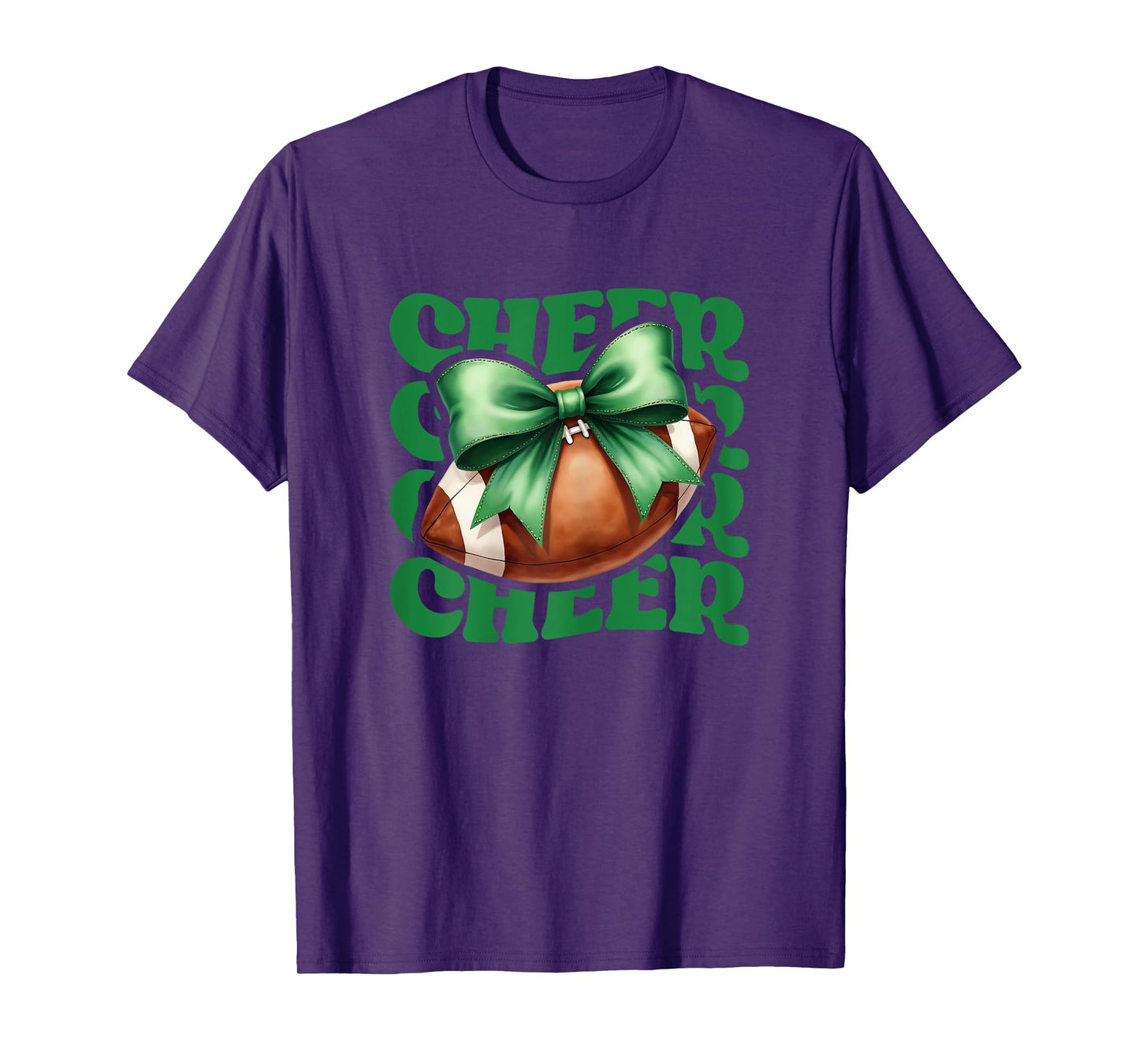 Game Day Green Cheerleader Mom Croquette Bow Football Cheer T-Shirt