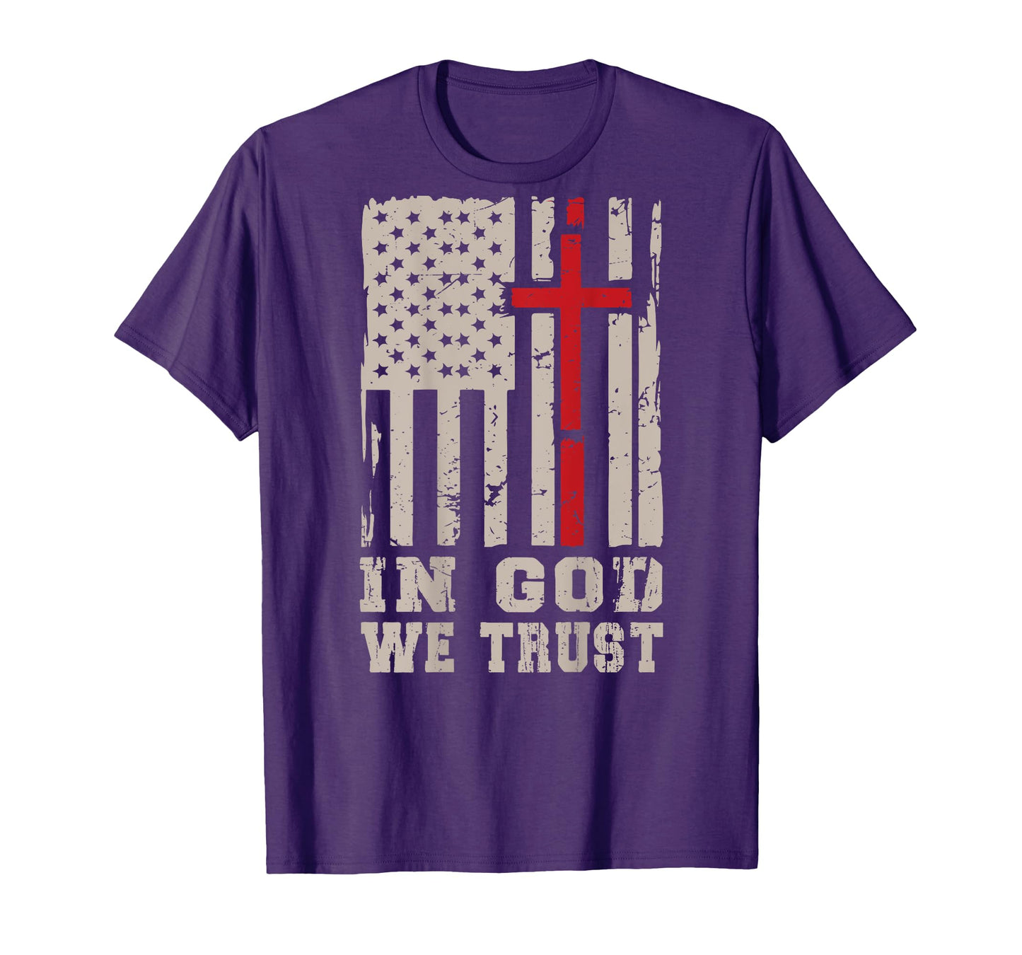 Men's In God We Trust Christian Faith Cross On Back Graphic T-Shirt