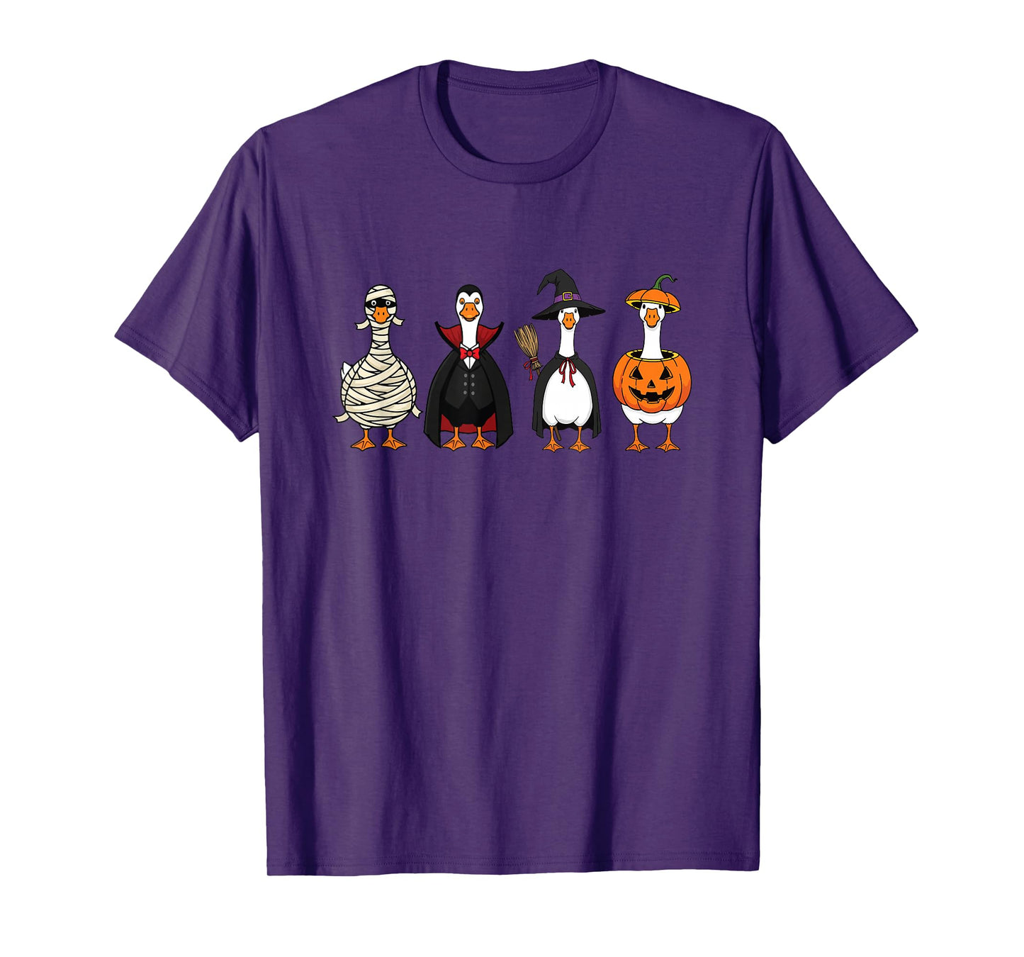Funny Vampire Goose Halloween Pumpkin Witch Hat Goose T-Shirt