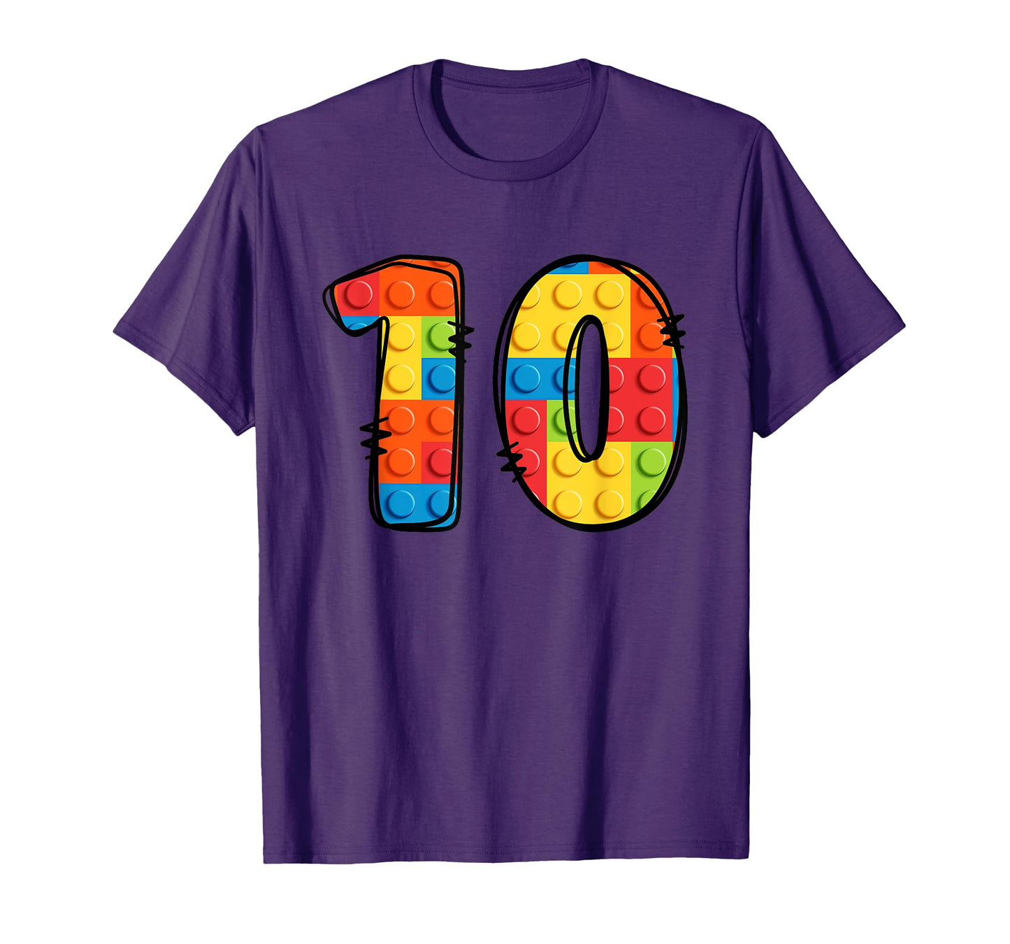 10 Year Old Blocks Building Master Builder 10th Birthday T-Shirt