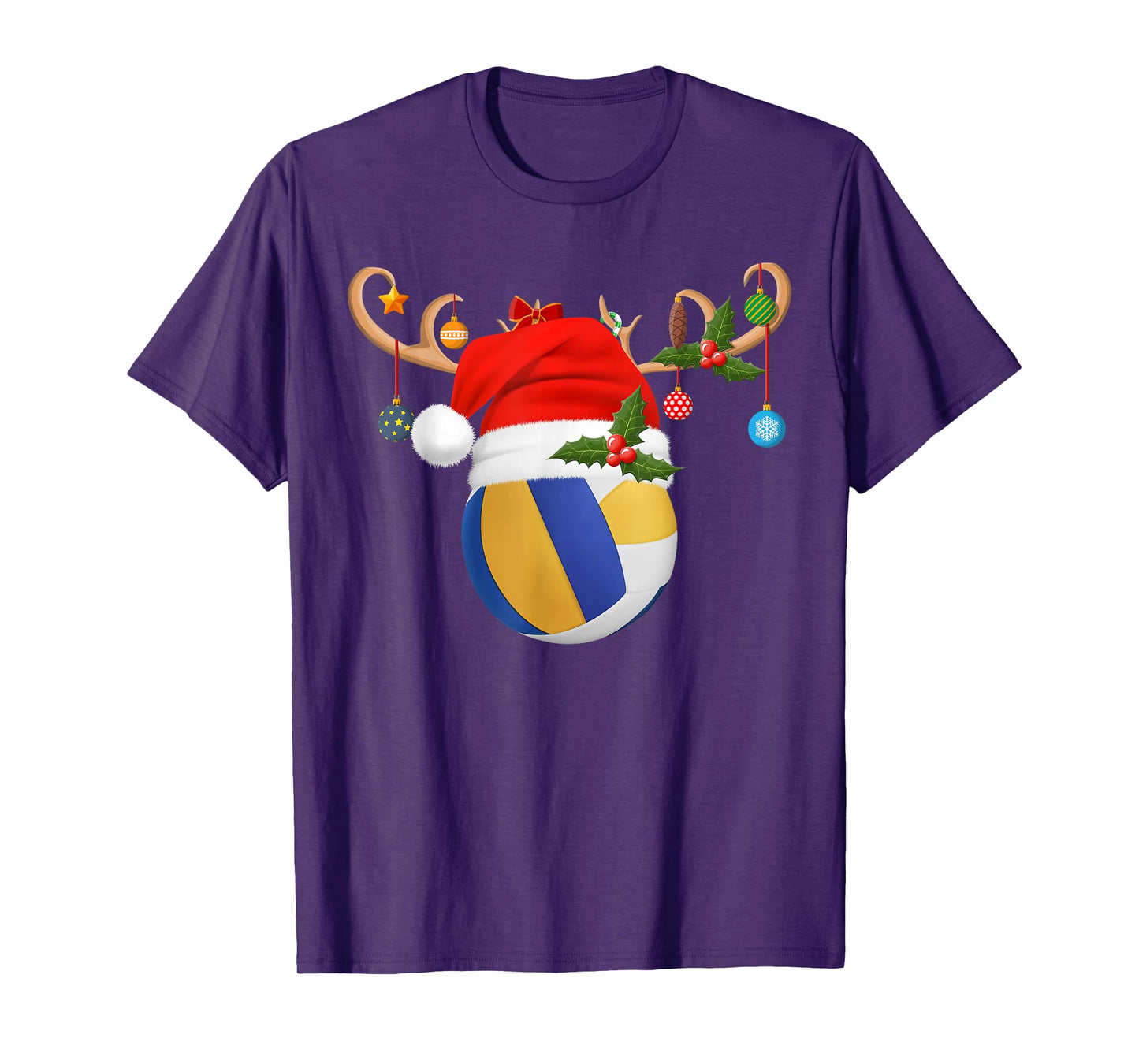 Volleyball Christmas Reindeer Santa Hat Sports Player Xmas T-Shirt