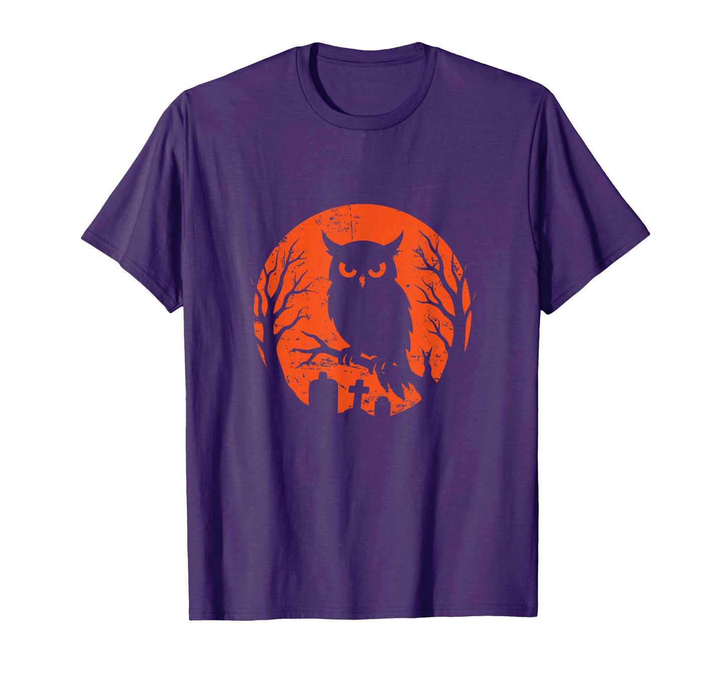 Owl on Branch Halloween Moon T-Shirt