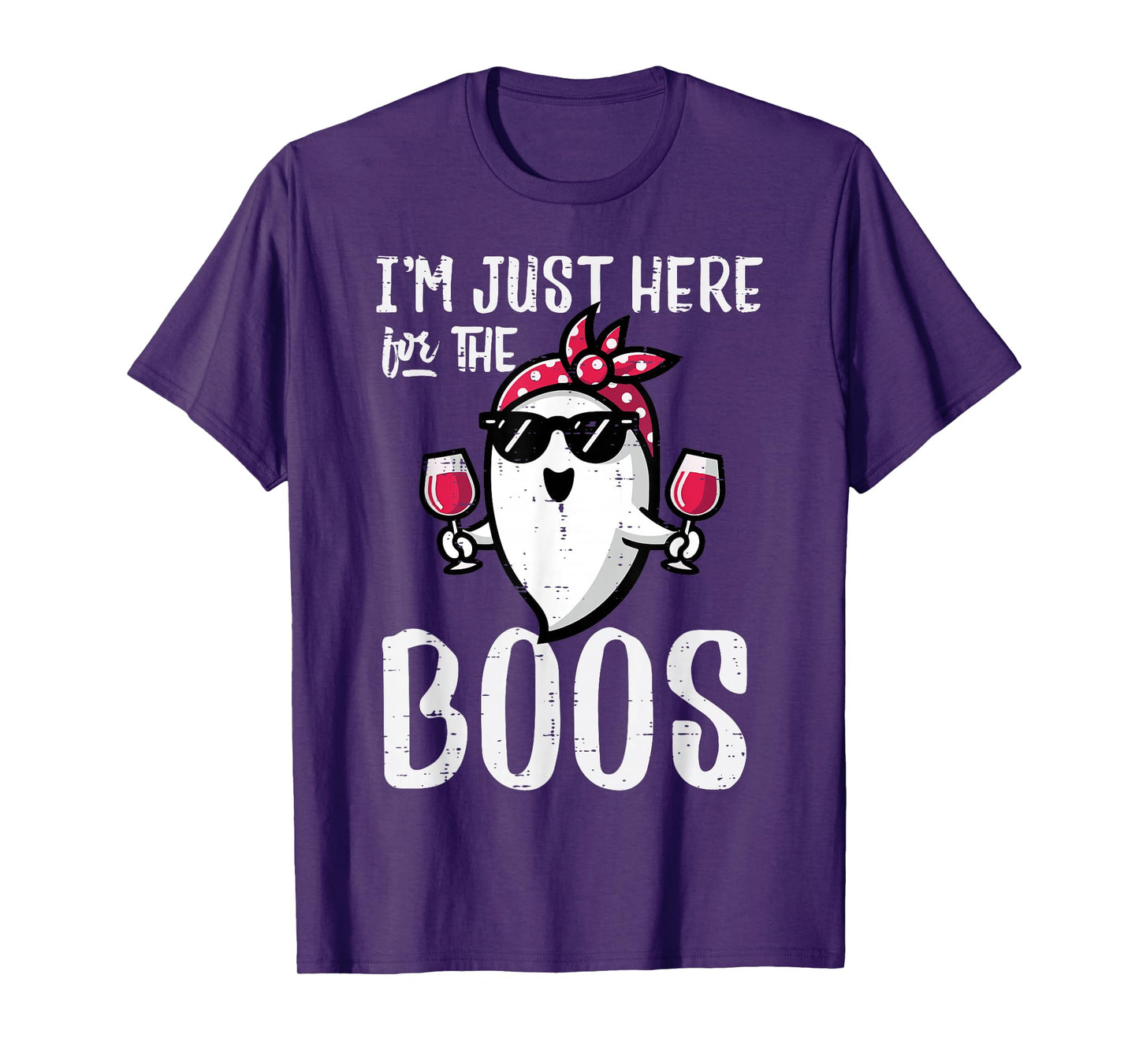Halloween Ghost Bandana Here for Boos Funny Costume Women T-Shirt