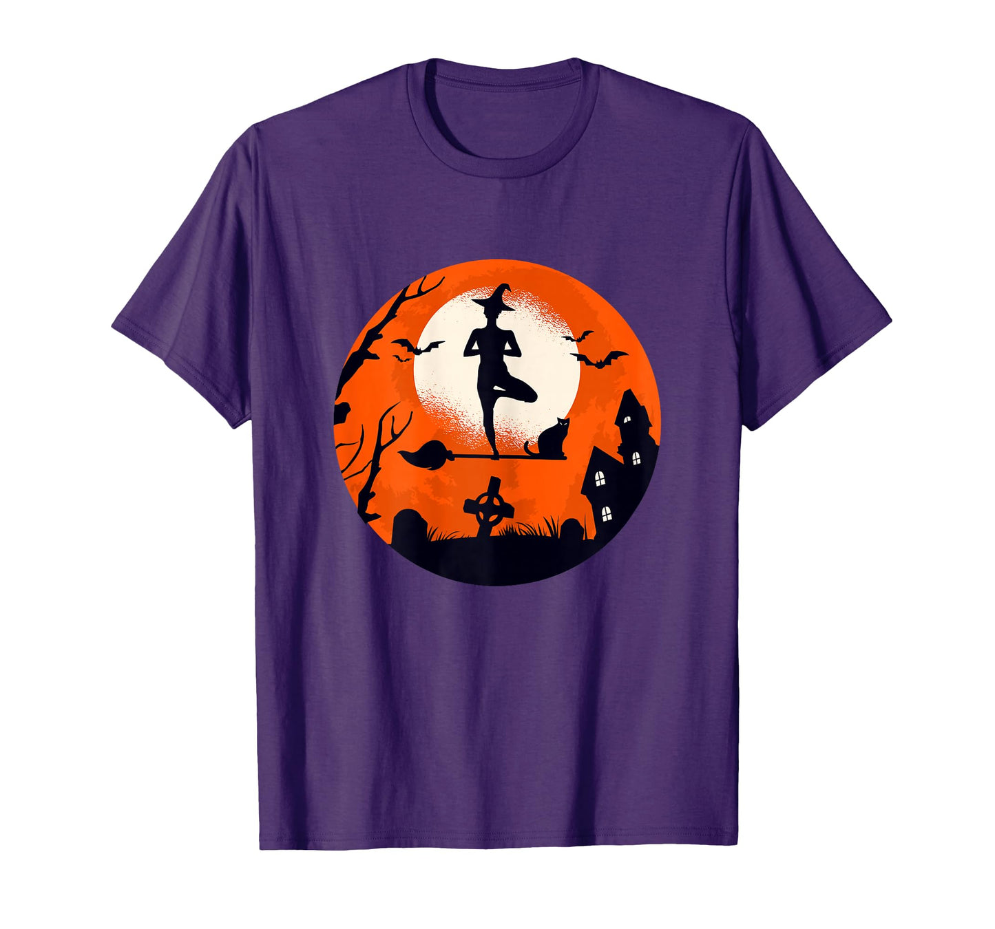 Witch Yoga Woman Halloween Funny Costume Design T-Shirt