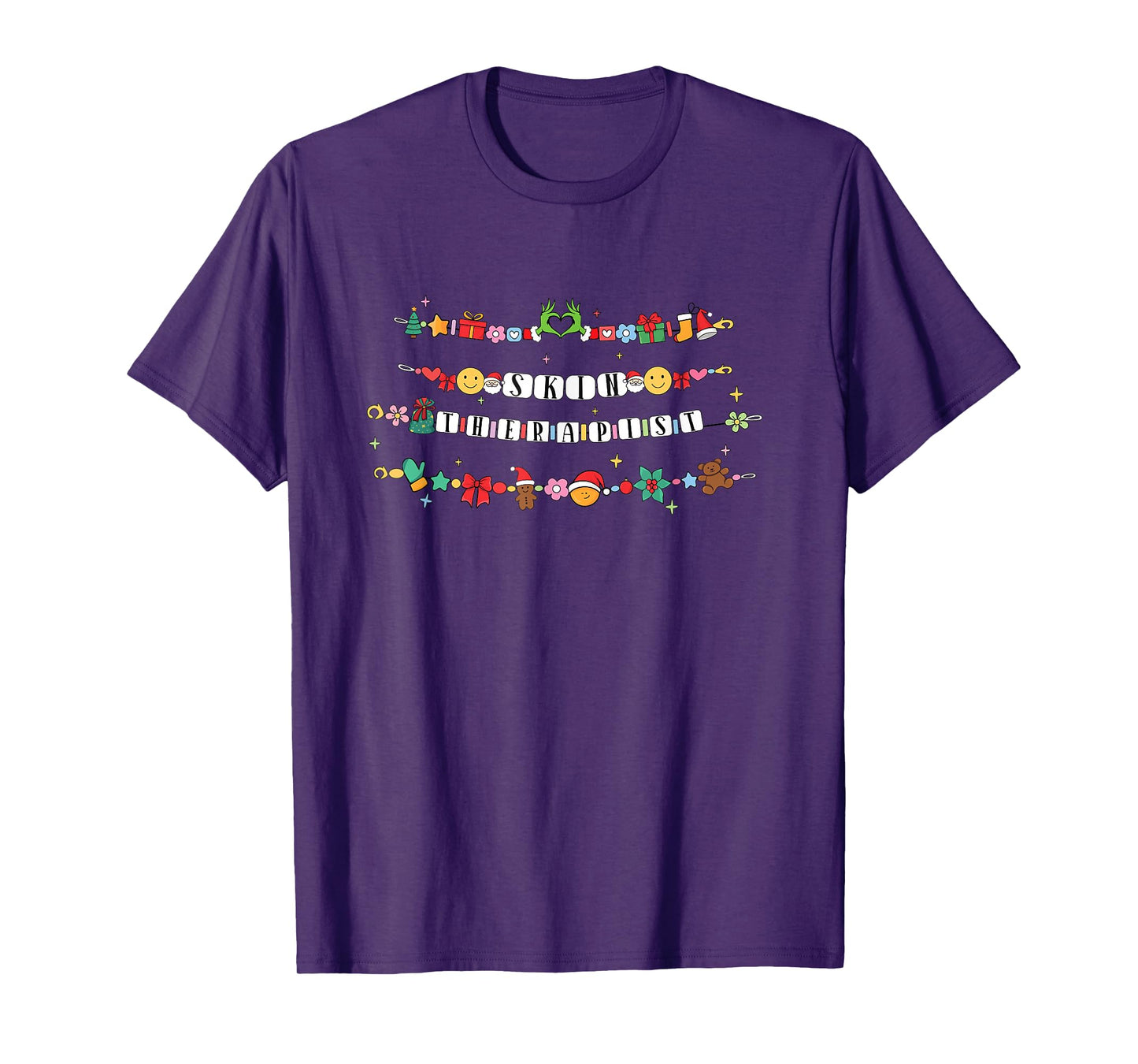 Skin Therapist Bracelet Chritmas Friendship Aethetician Xmas T-Shirt