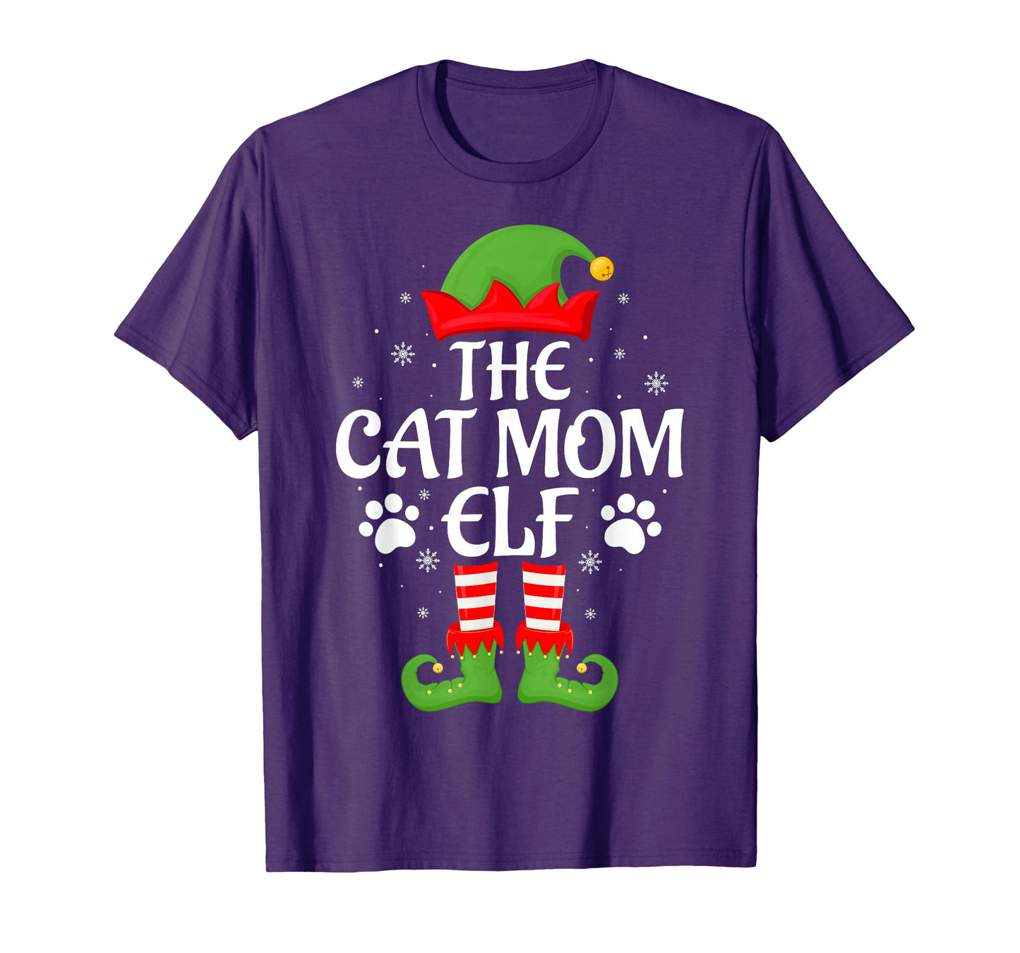 Cat Mom Elf Xmas Family Matching Elf Squad Christmas Women T-Shirt