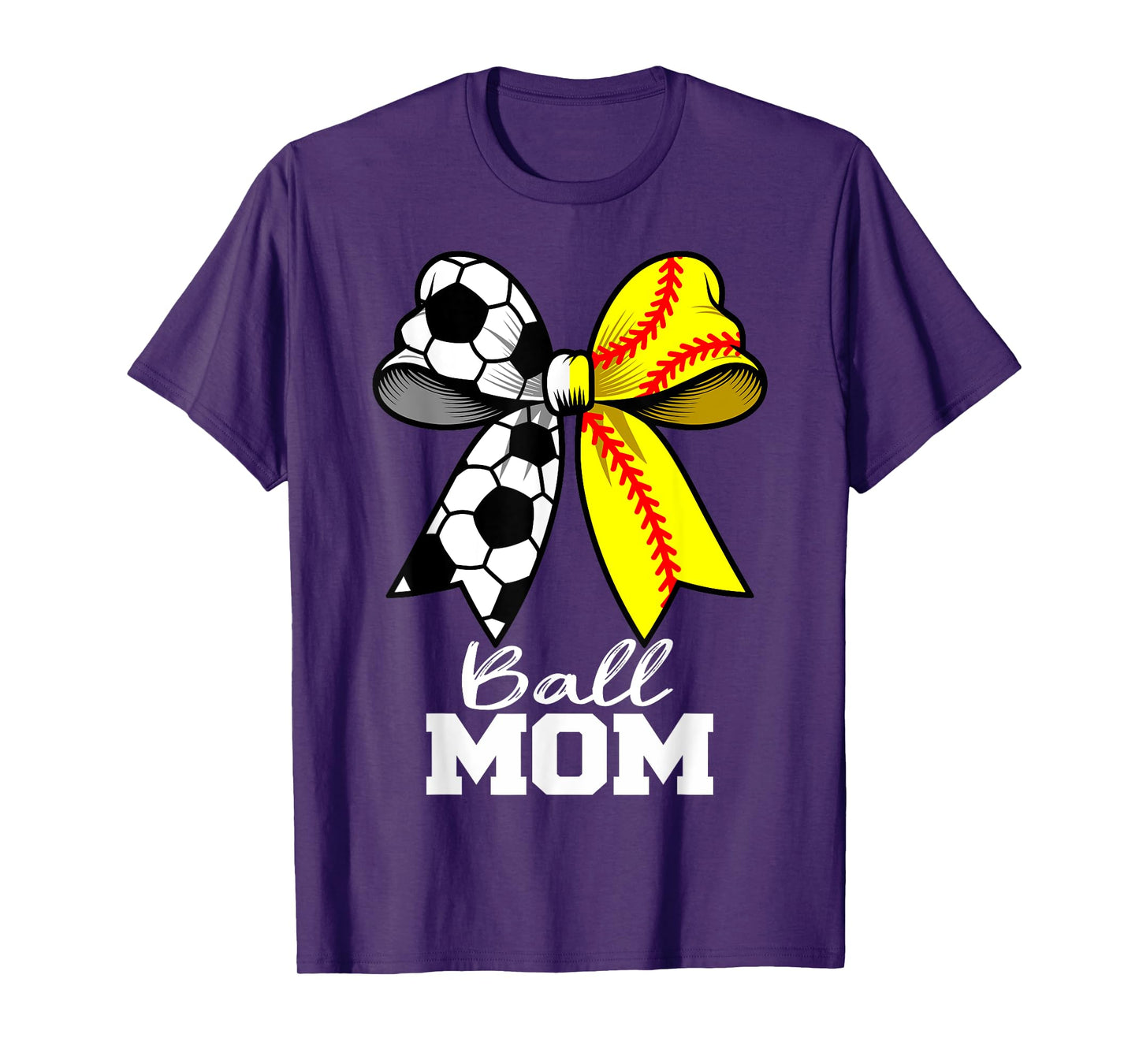 Ball Mom Soccer Softball Mom Coquette Bow Funny Game Day T-Shirt