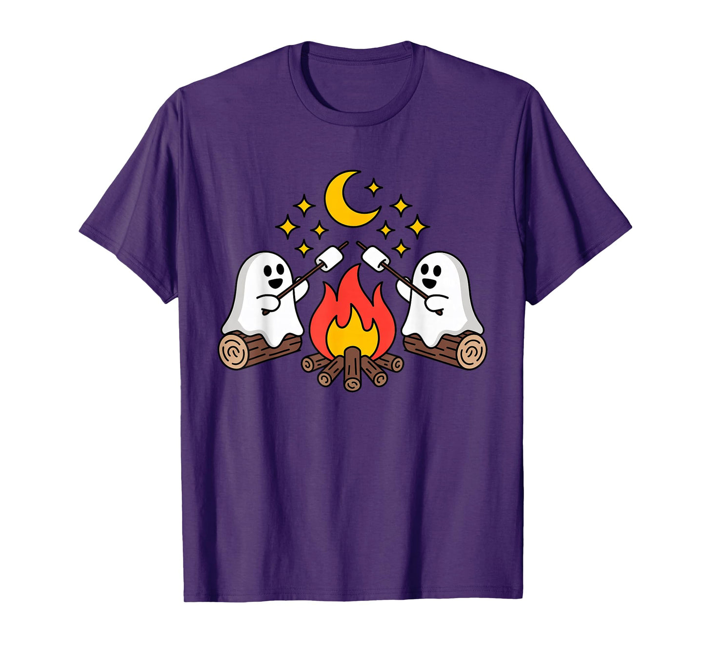 Cute Ghosts Camping Campfire Halloween Spooky Season Costume T-Shirt