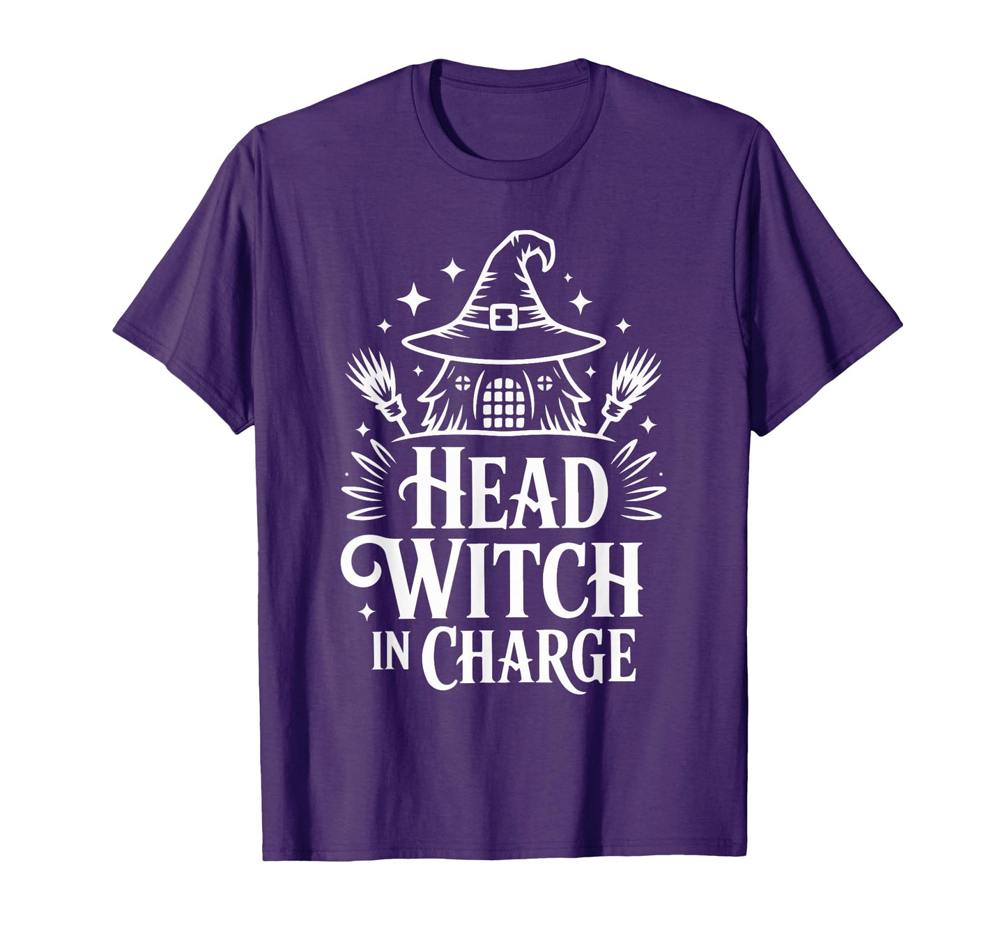 Head Witch in Charge Halloween Hat Sunset T-Shirt