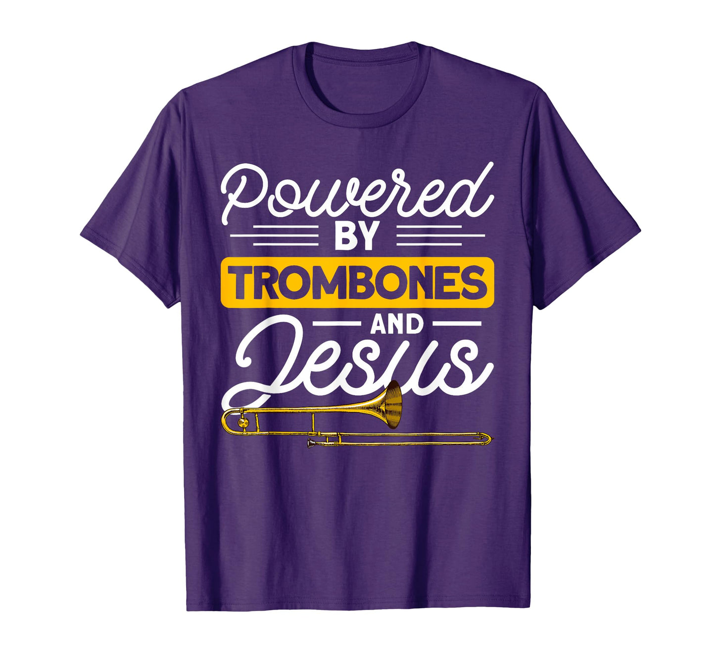 Posaunist & Posaune Bekleidung Powered by Trombones and Jesus Orchestra T-Shirt - Black, Small