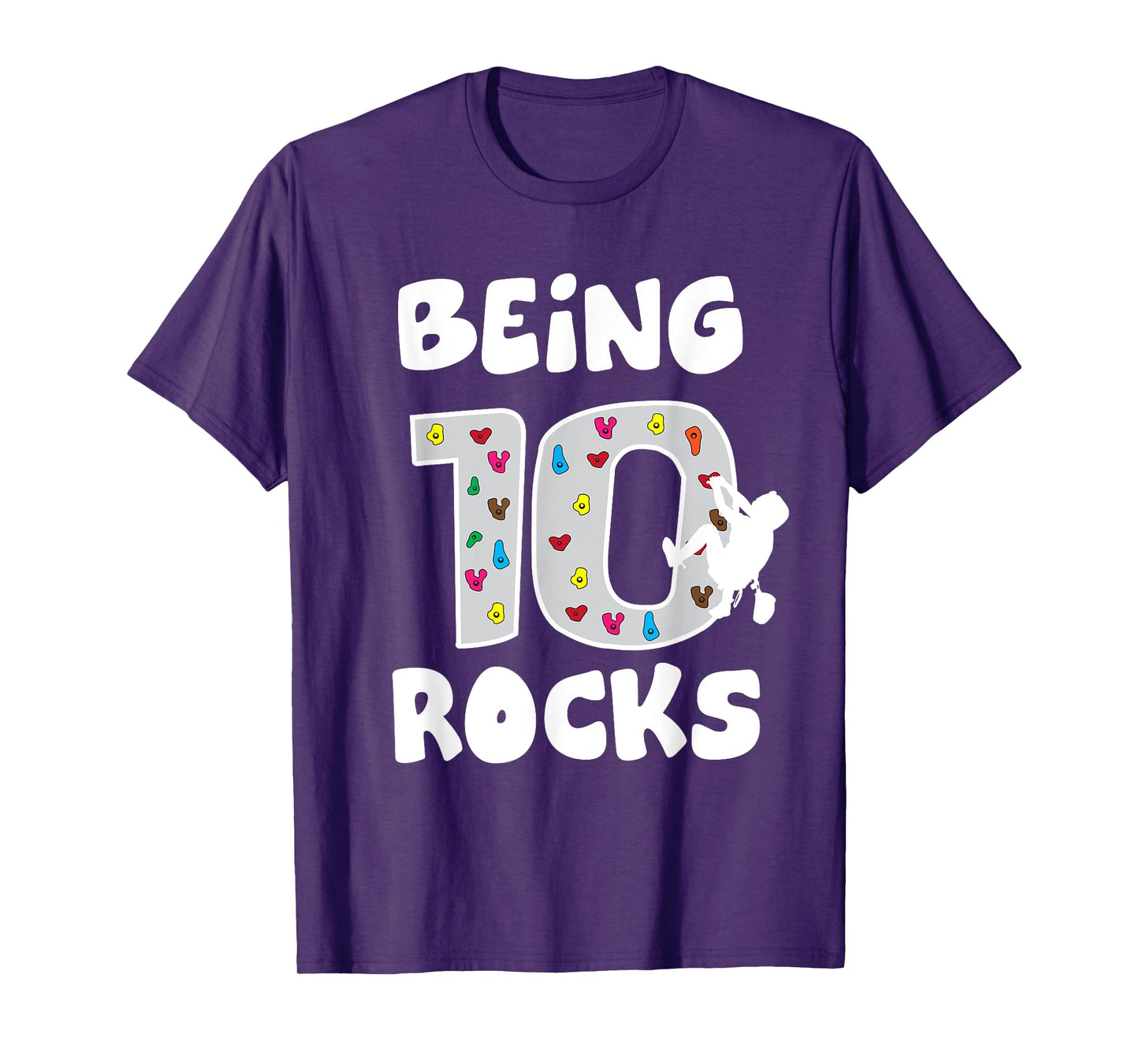 Rock Climbing Funny 10 Years Old 10th Birthday Gift For Kids T-Shirt