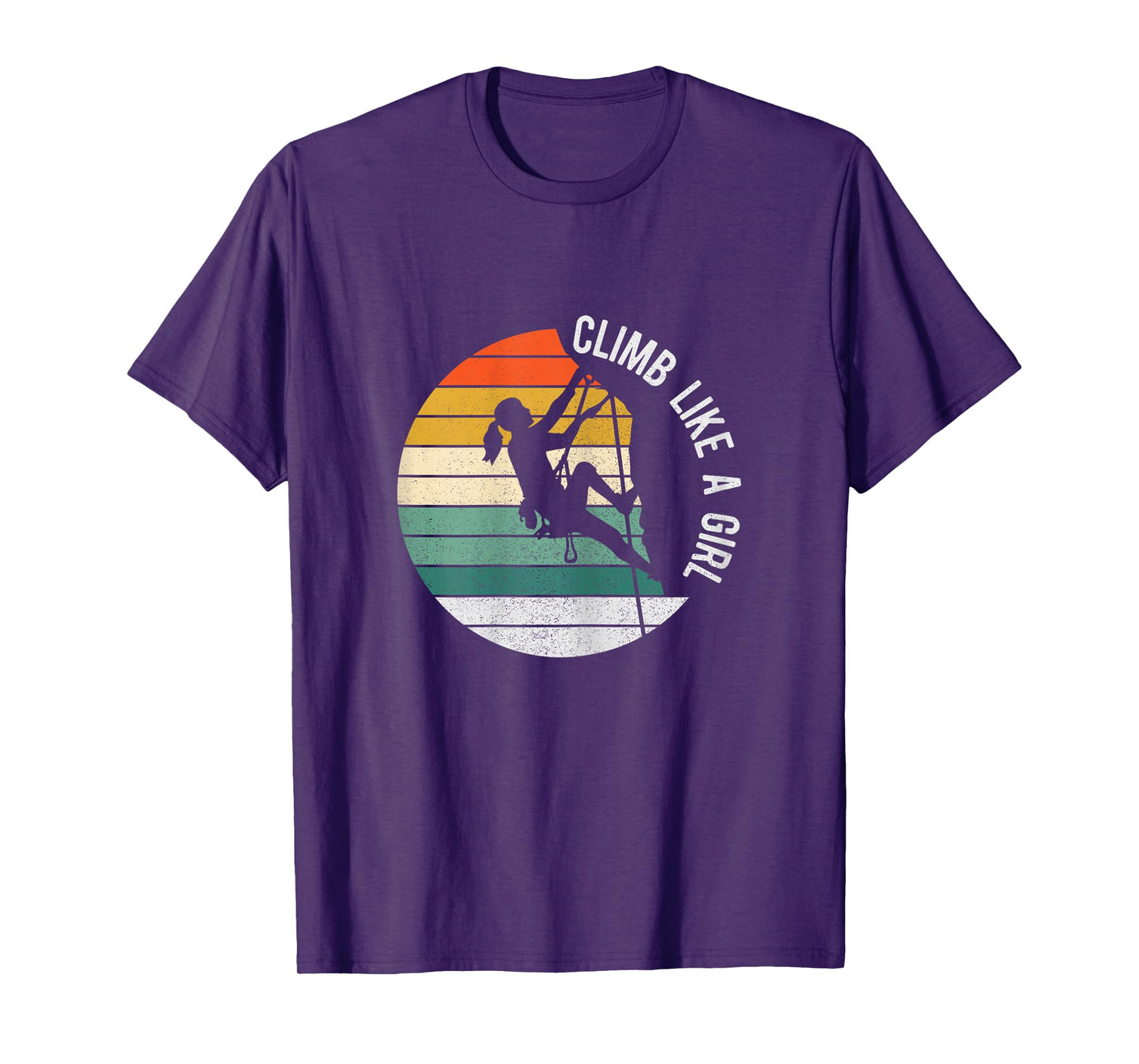 Climb Like A Girl Rock Climbing Gear Kids Women Sunset T-Shirt