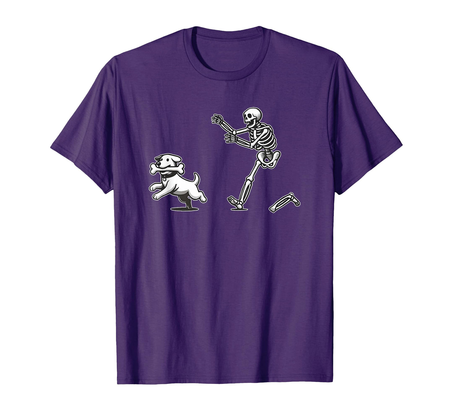 Halloween Dog, Funny Skeleton, Skeleton Chasing Dog Men Women T-Shirt