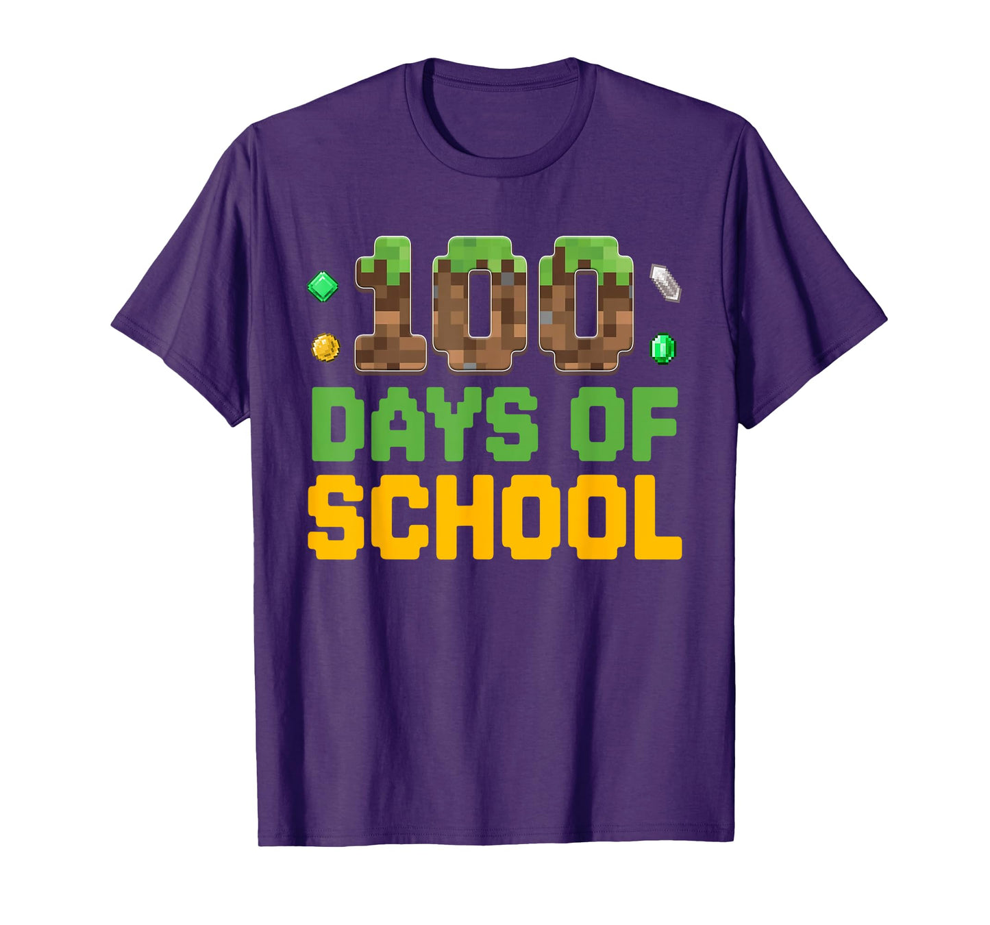Boys Kids Gamer 100 Days Of School Video Game Pixel T-Shirt