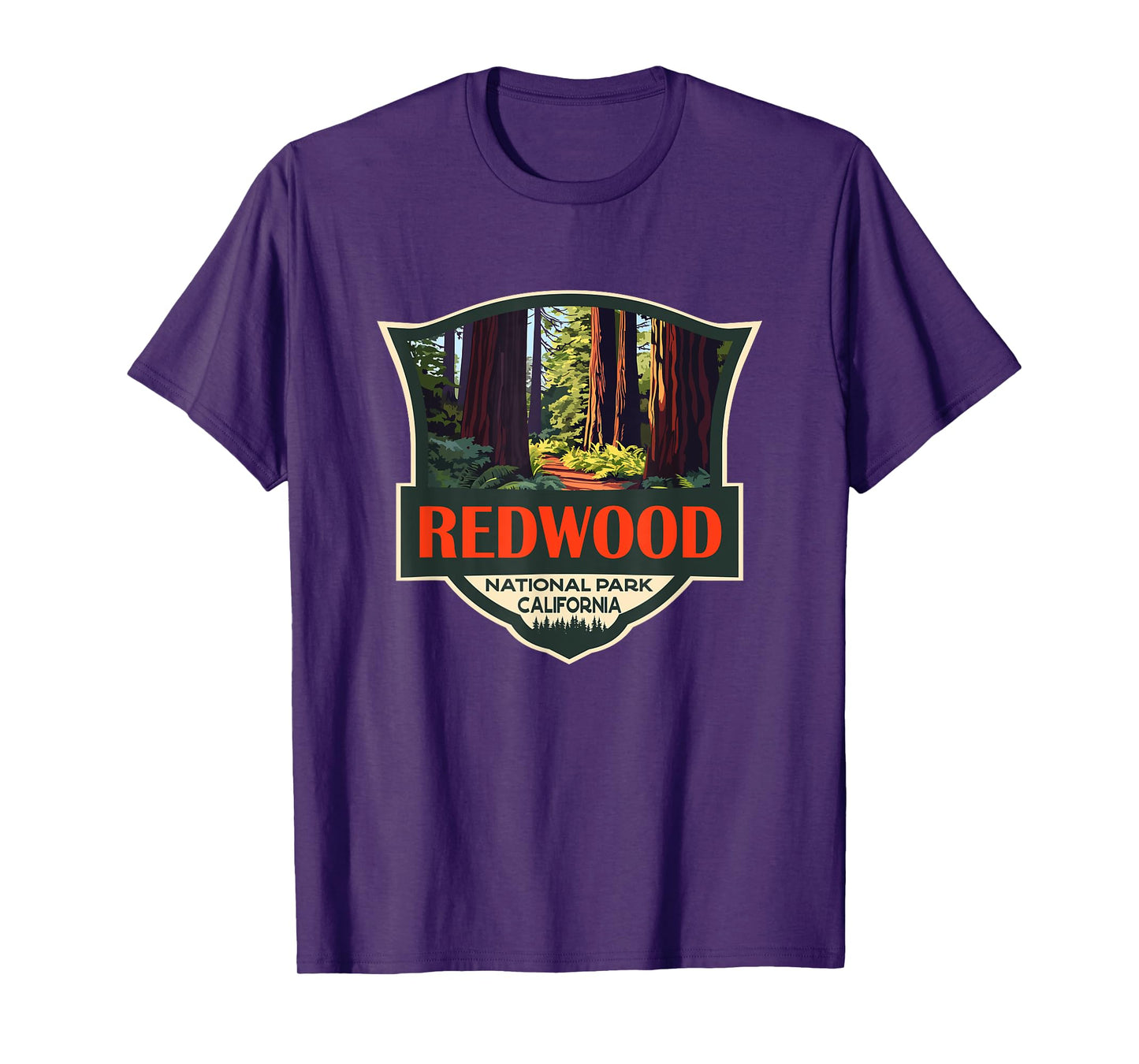 Redwood National Park Illustration Retro Badge T-Shirt