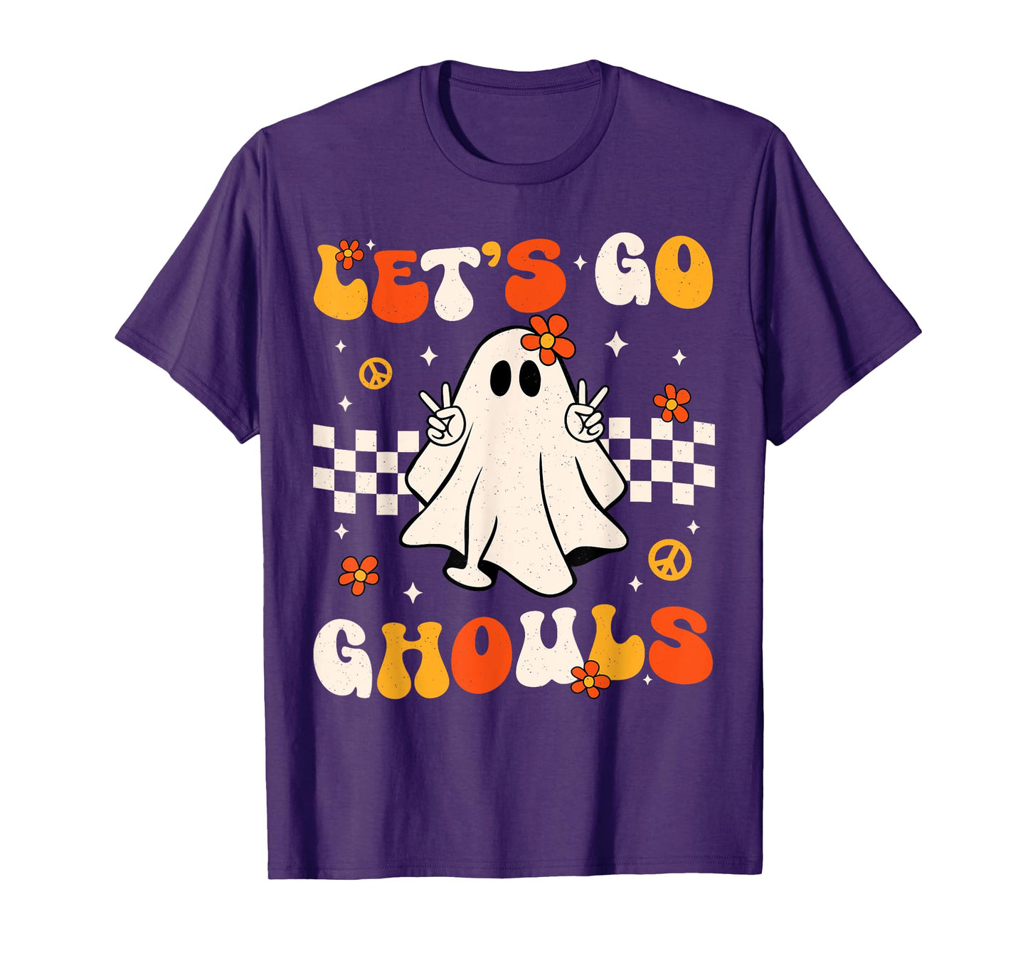 Groovy Lets Go Ghouls Ghost Halloween Costume Women Girl Kid T-Shirt