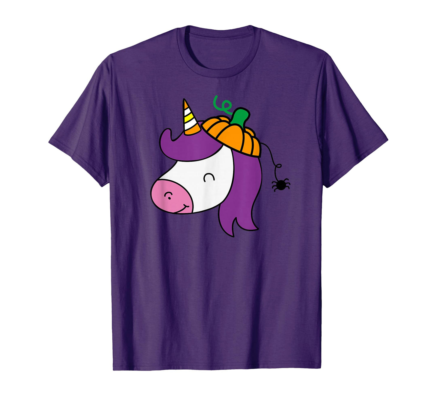 Unicorn Smile Face Head Pumpkin Spider Halloween Costume T-Shirt
