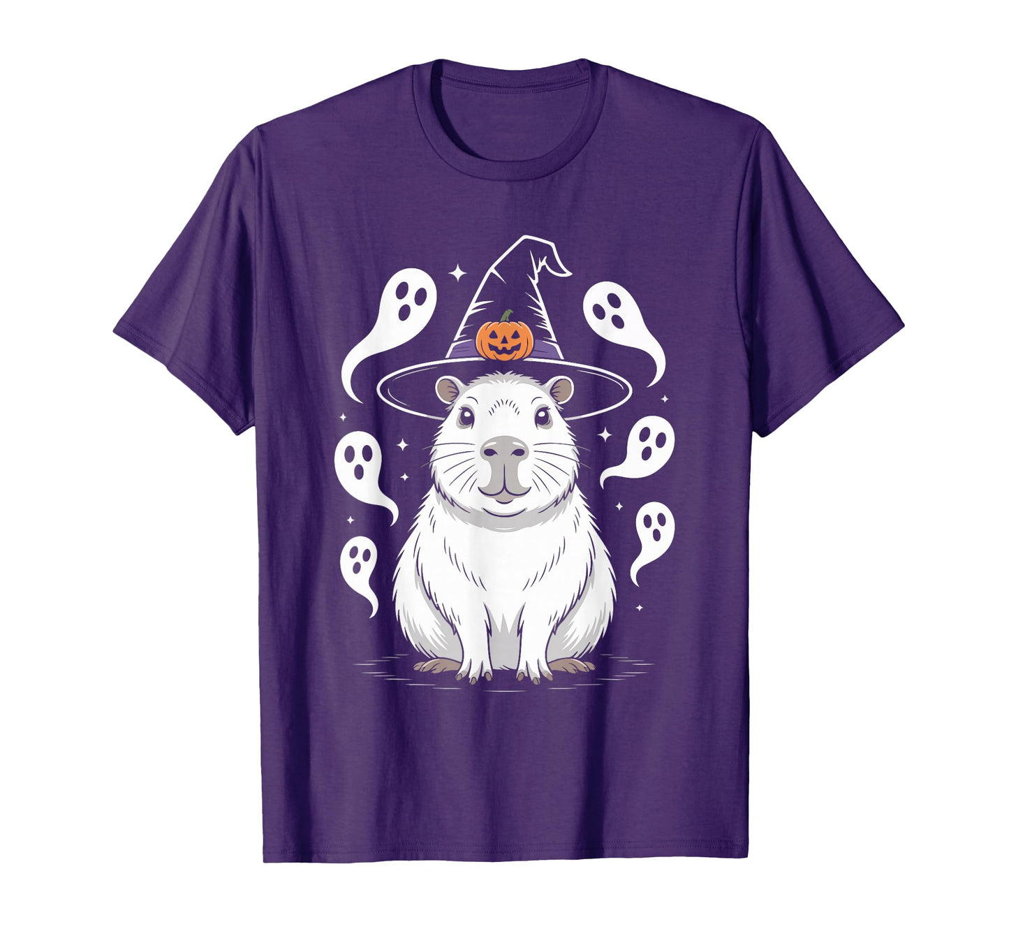 Capybara with Pumpkin and Ghosts Halloween Fun T-Shirt