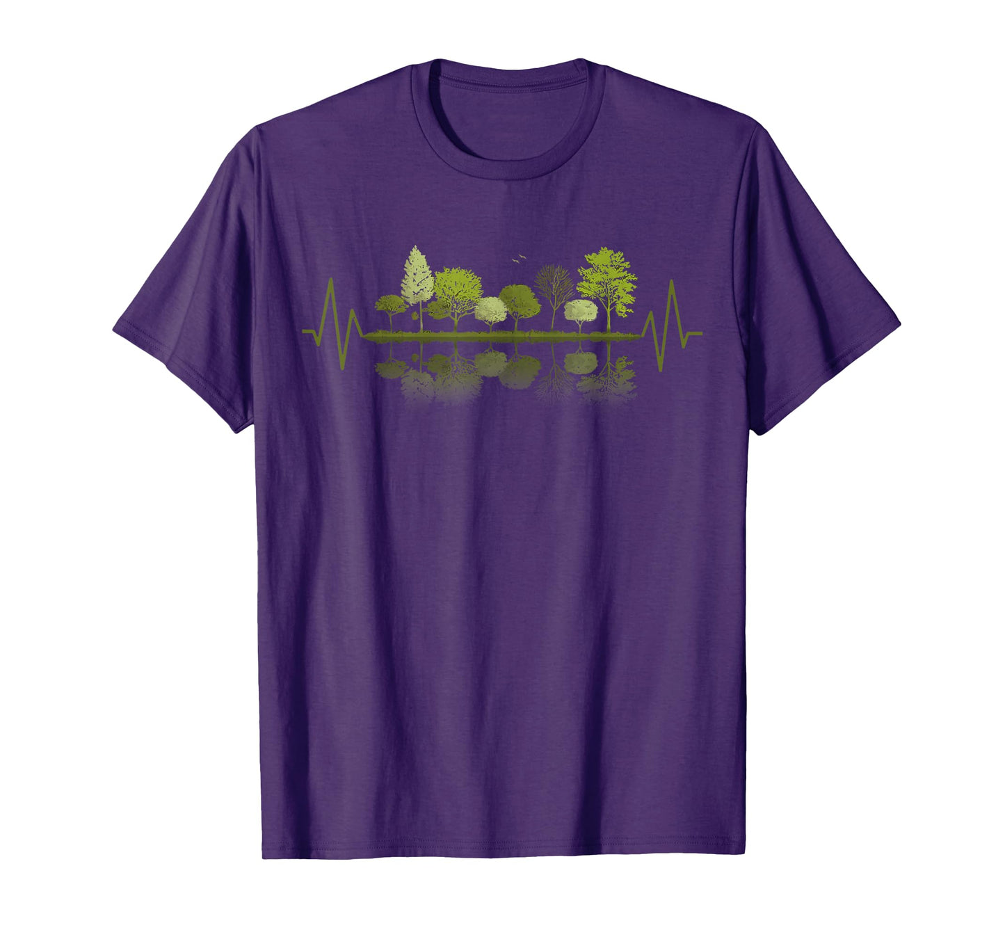Retro Forest Heartbeat Vintage Trees Wildlife Nature Lover T-Shirt