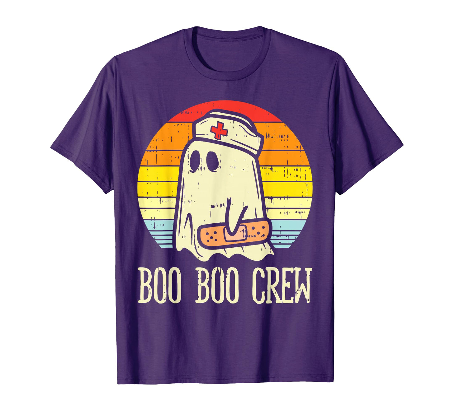 Halloween Nurse Ghost Boo Boo Costume Scrub Top Women Crew T-Shirt