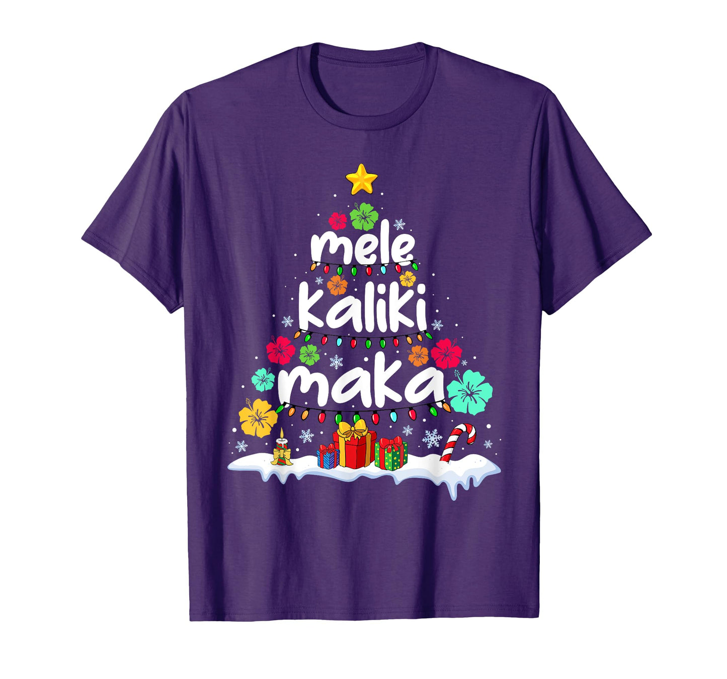 Mele Kalikimaka Tropical Christmas Hawaiian Santa Xmas Tree T-Shirt