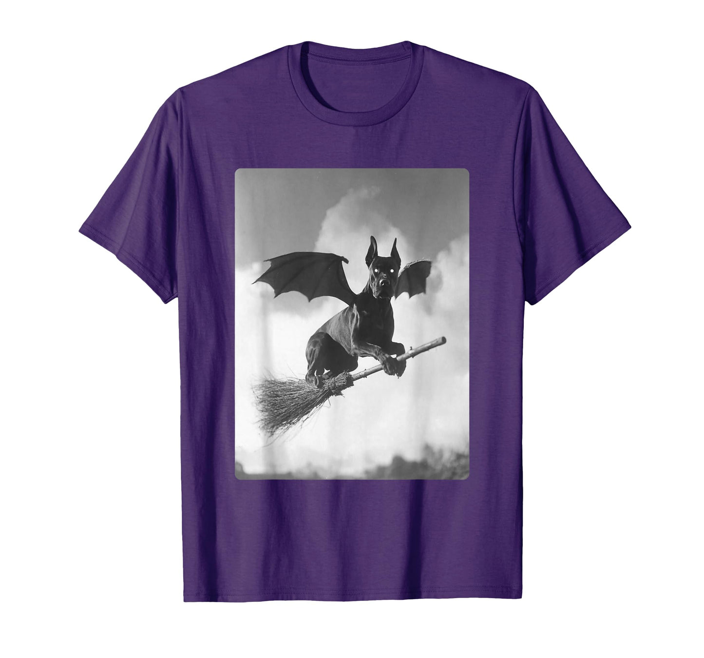Gothic Cane Corso Witch Broom Bat Wings Spooky Halloween Dog T-Shirt