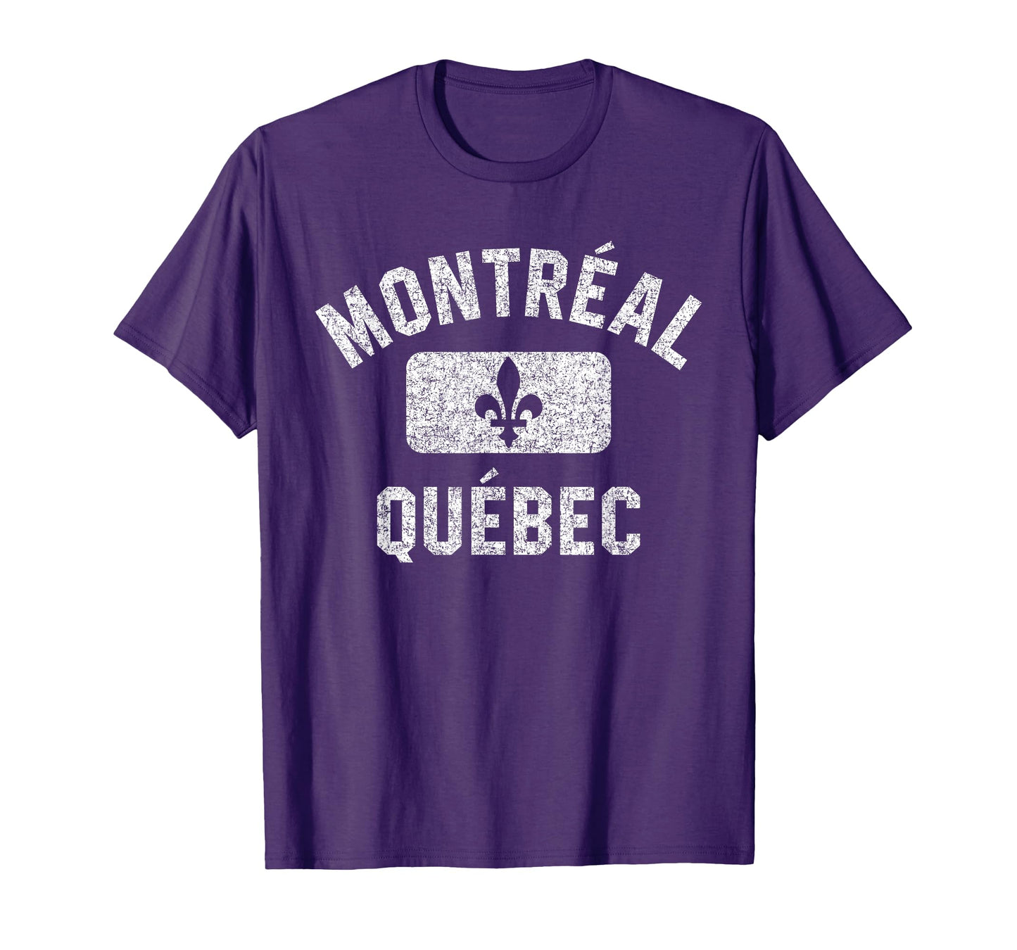 Montreal Fleur de Lys Gym Style Blue w Distress White Print T-Shirt