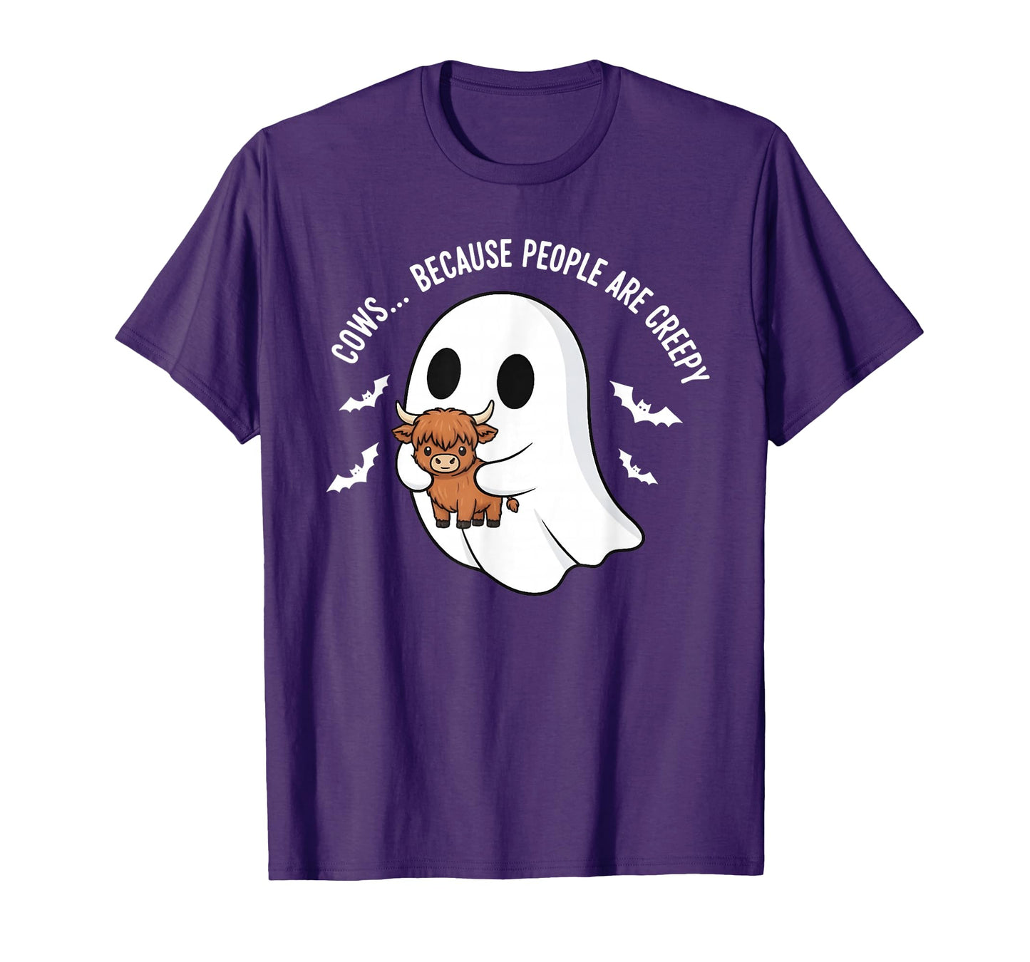 Cute Cow Ghost Pumpkin Retro Happy Halloween T-Shirt