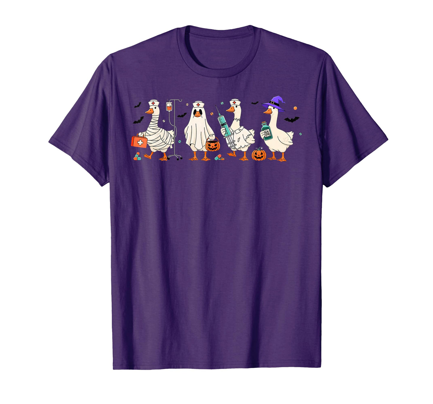 Cute Goose Nurse Halloween Costume Ghost Pumpkin Witch T-Shirt