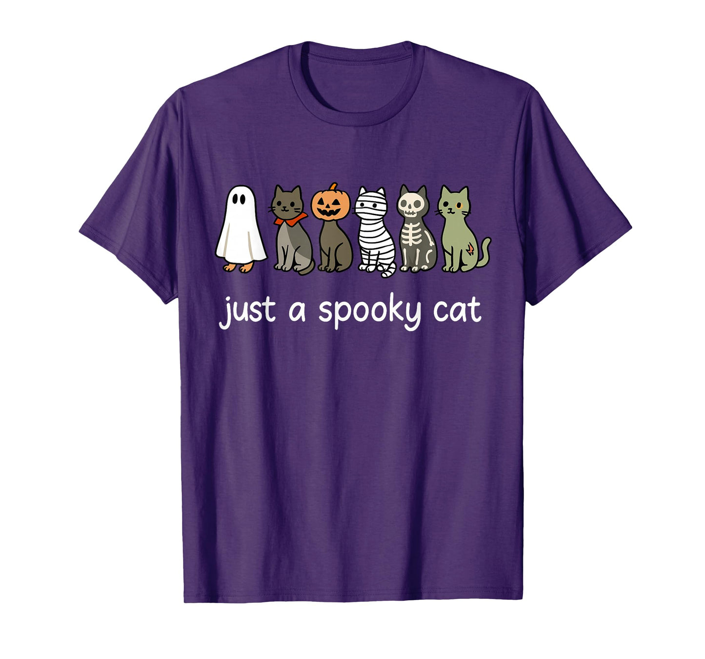 Just A Spooky Cat Cute Black Cats in Ghost Halloween T-Shirt